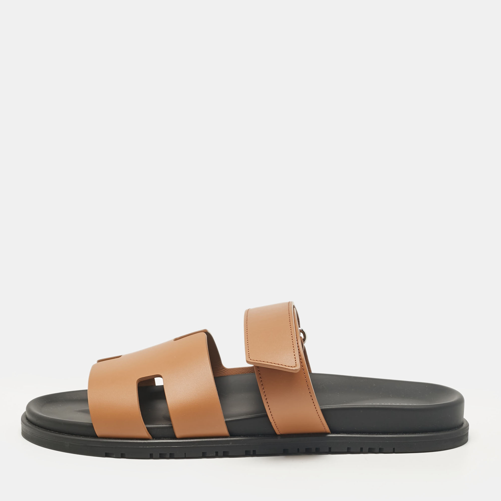 

Hermes Brown Leather Chypre Flat Sandals Size