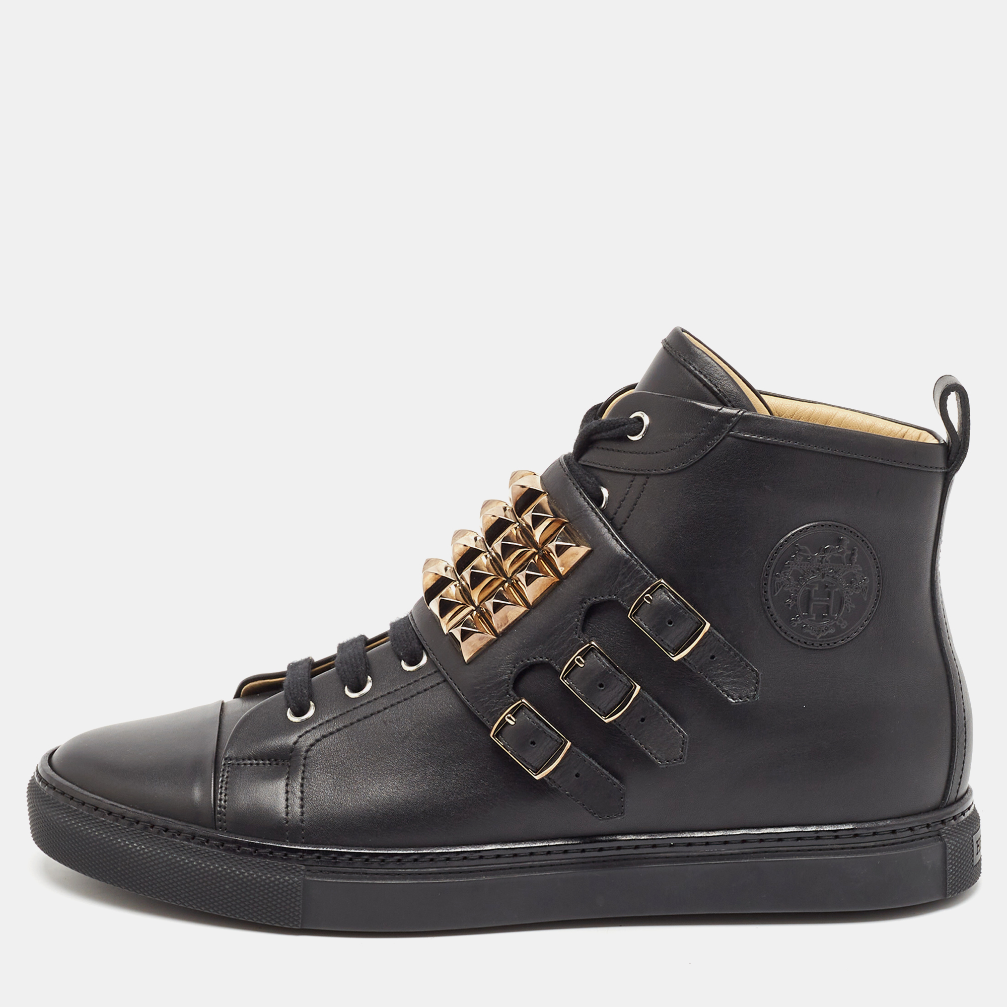 

Hermes Black Leather Studded Lennox Sneakers Size