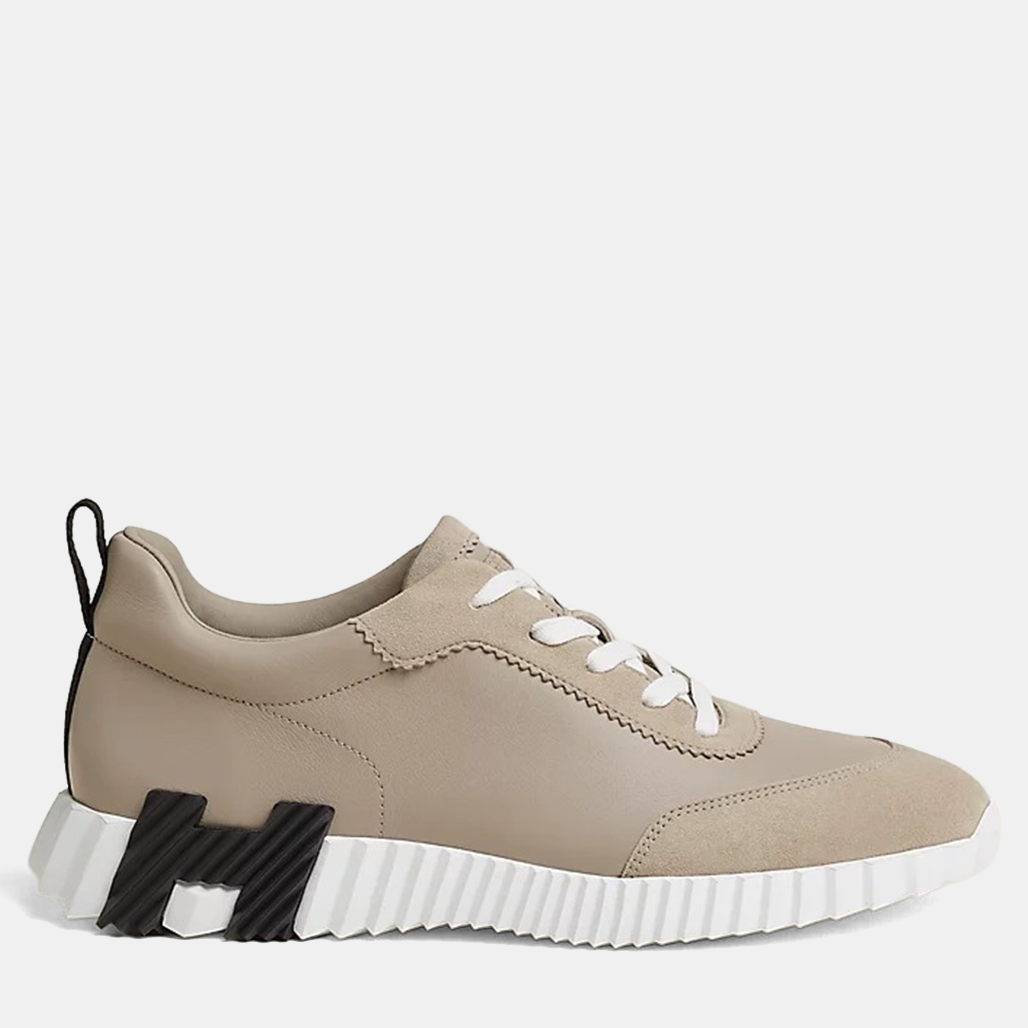 

Hermes Bouncing Size  Beige Galet Calfskin and Suede Goatskin Sneakers