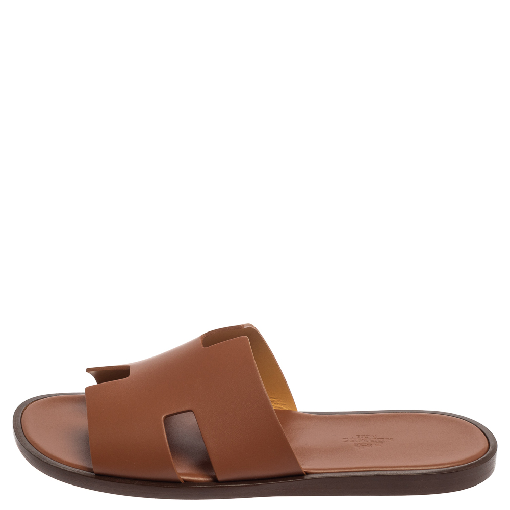 

Hermes Brown Leather Izmir Sandals Size