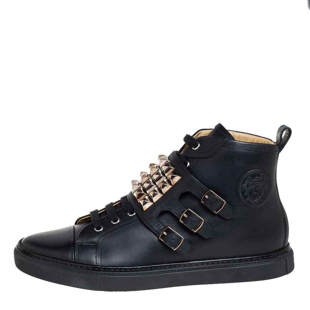 

Hermés Black Leather Studded Lennox Sneakers Size