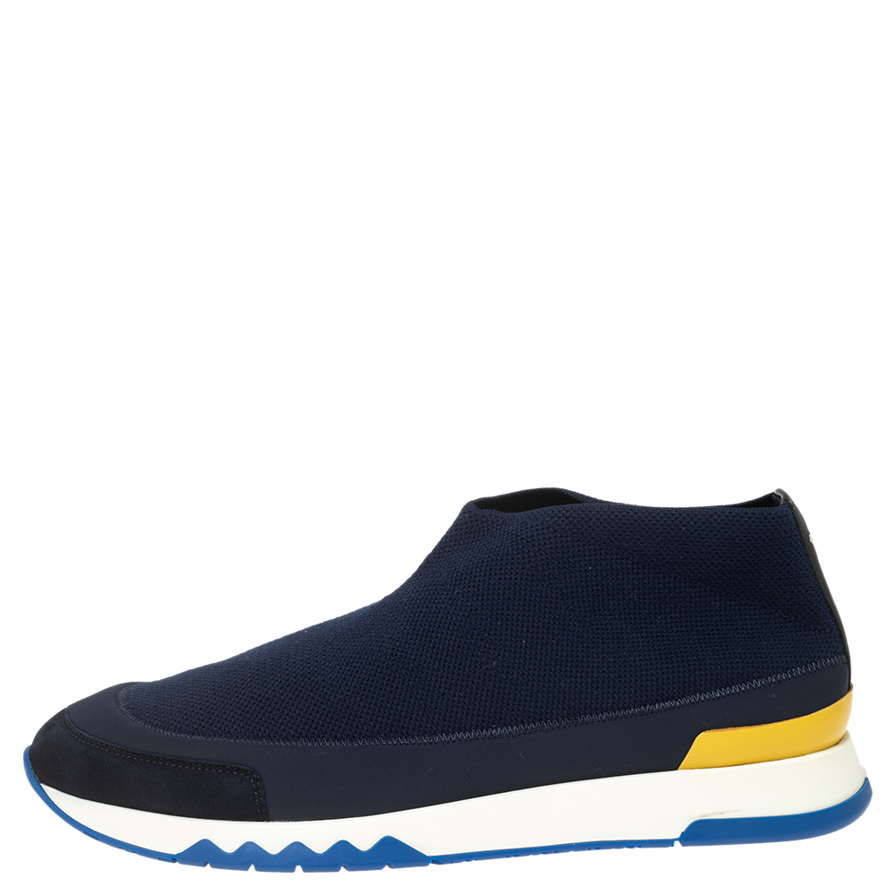 

Hermés Navy Blue Knit Fabric Tokyo Slip-On Sneakers Size