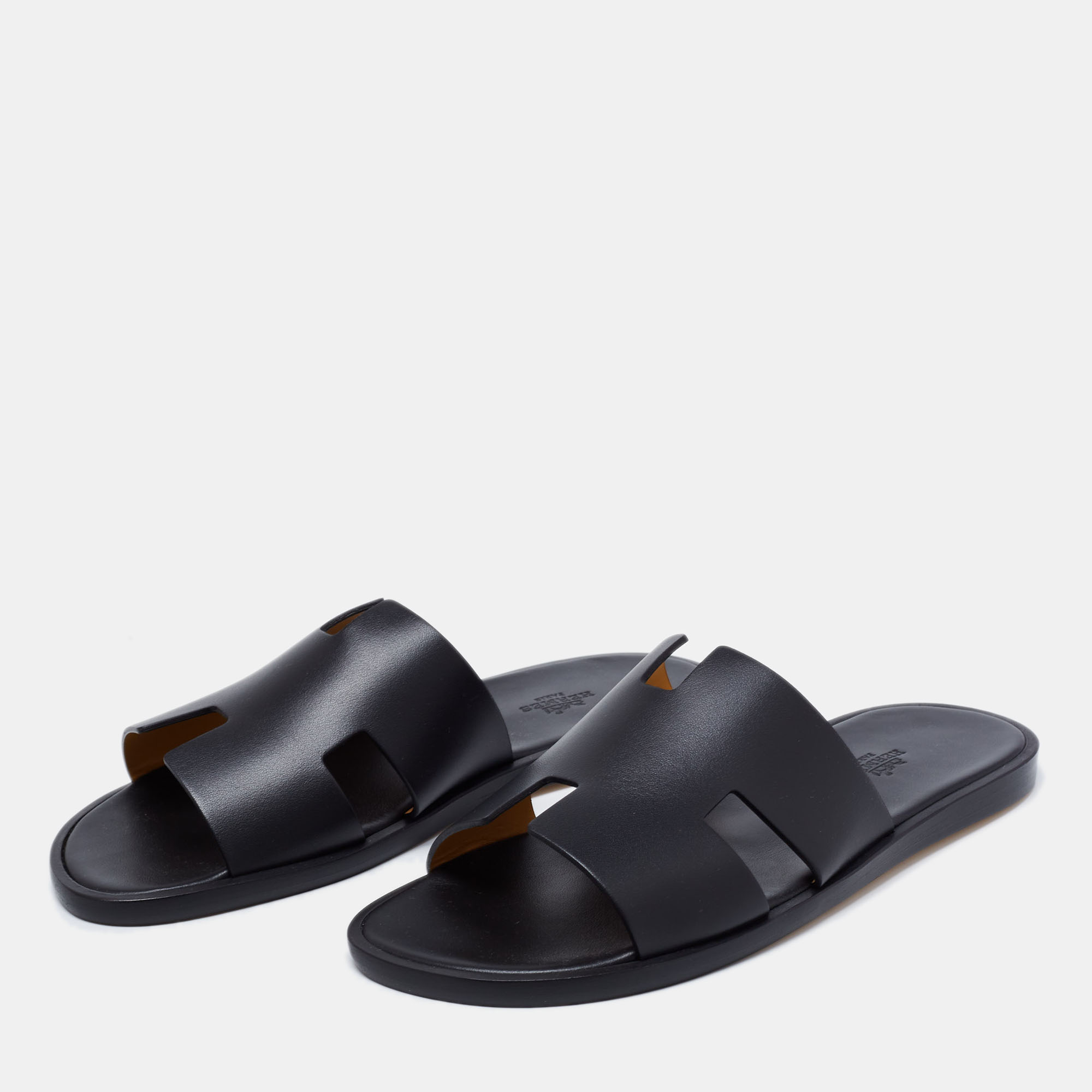 

Hermes Black Leather Izmir Slide Sandals Size