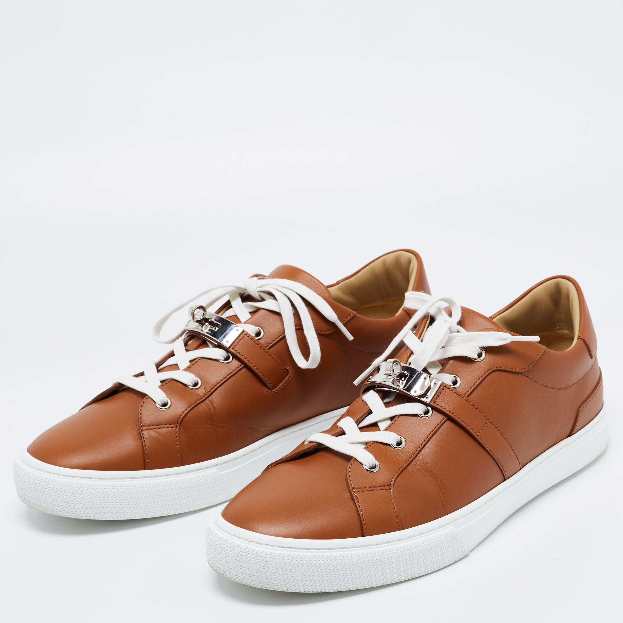 

Hermes Brown Leather Day Sneakers Size