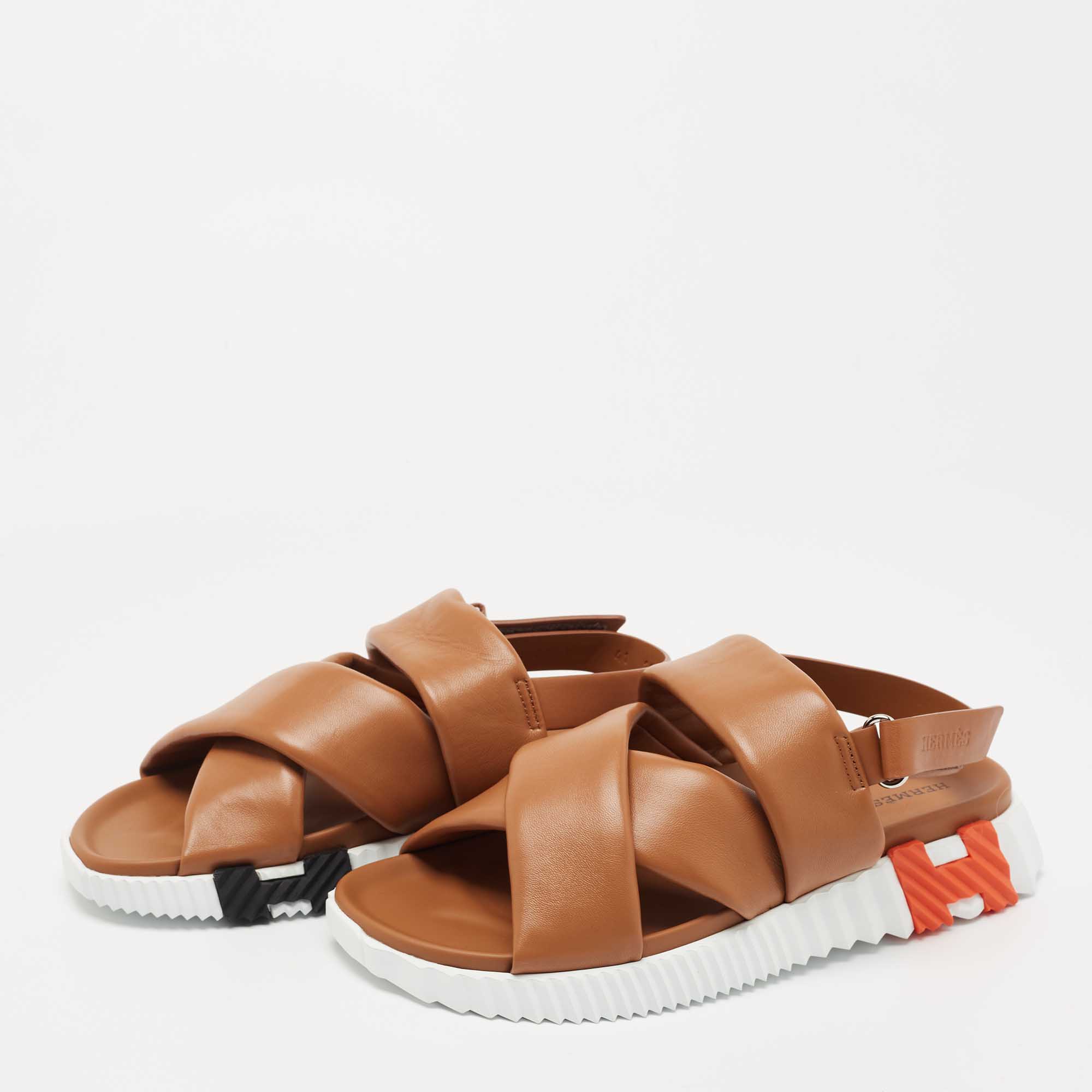 

Hermes Brown Leather Electric Slingback Sandals Size