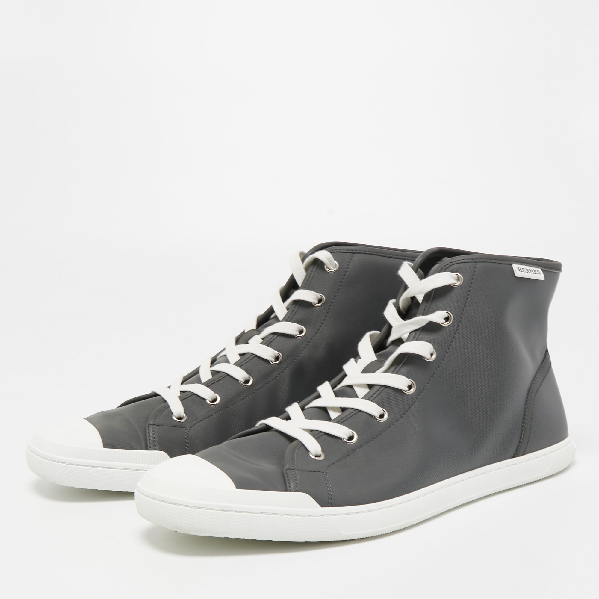 

Hermes Grey Canvas And Leather Express High Top Sneakers Size