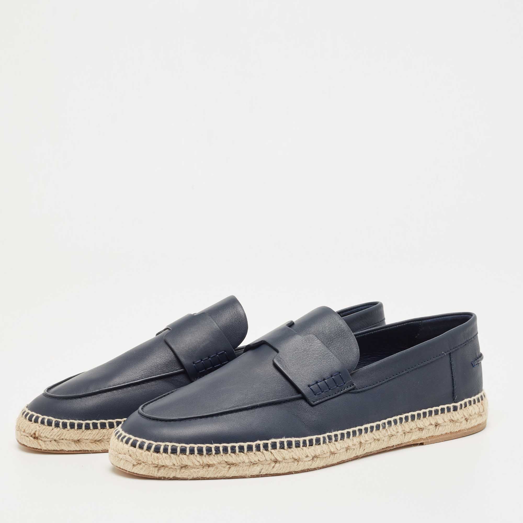 

Hermes Navy Blue Leather Trip Espadrilles Size