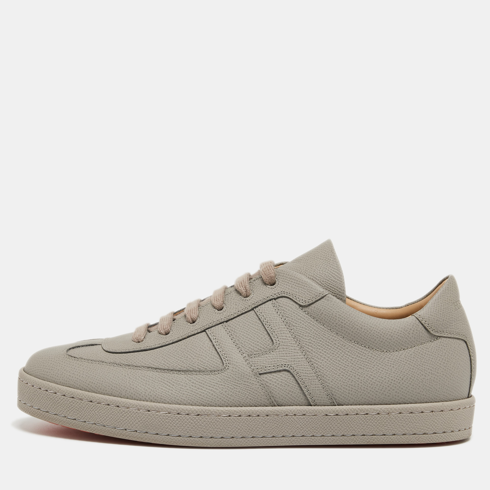 Hermes Grey Leather Quicker Sneakers Size 41.5