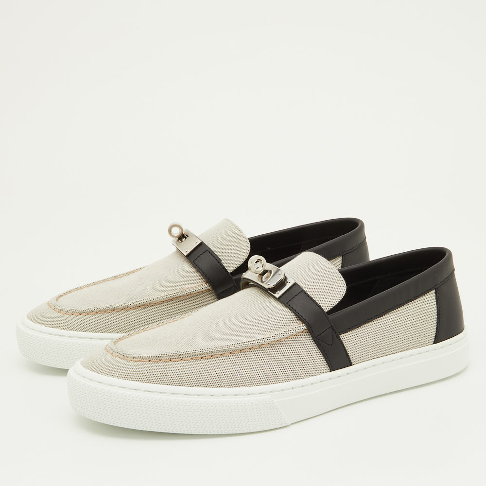 

Hermes Grey/Black Canvas and Leather Game Sneakers Size