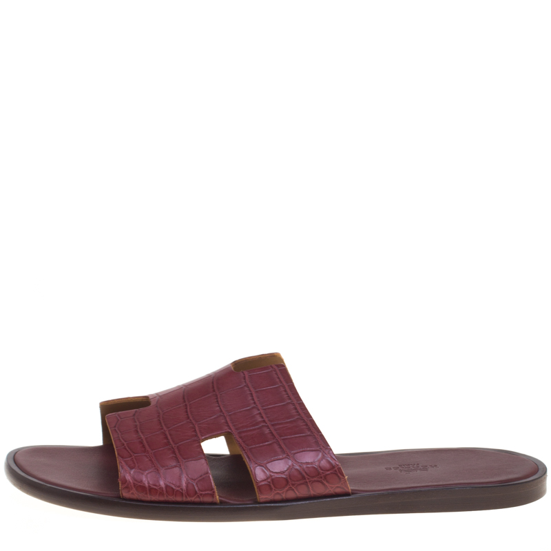 

Hermes Brick Red Alligator Izmir Sandals Size, Brown