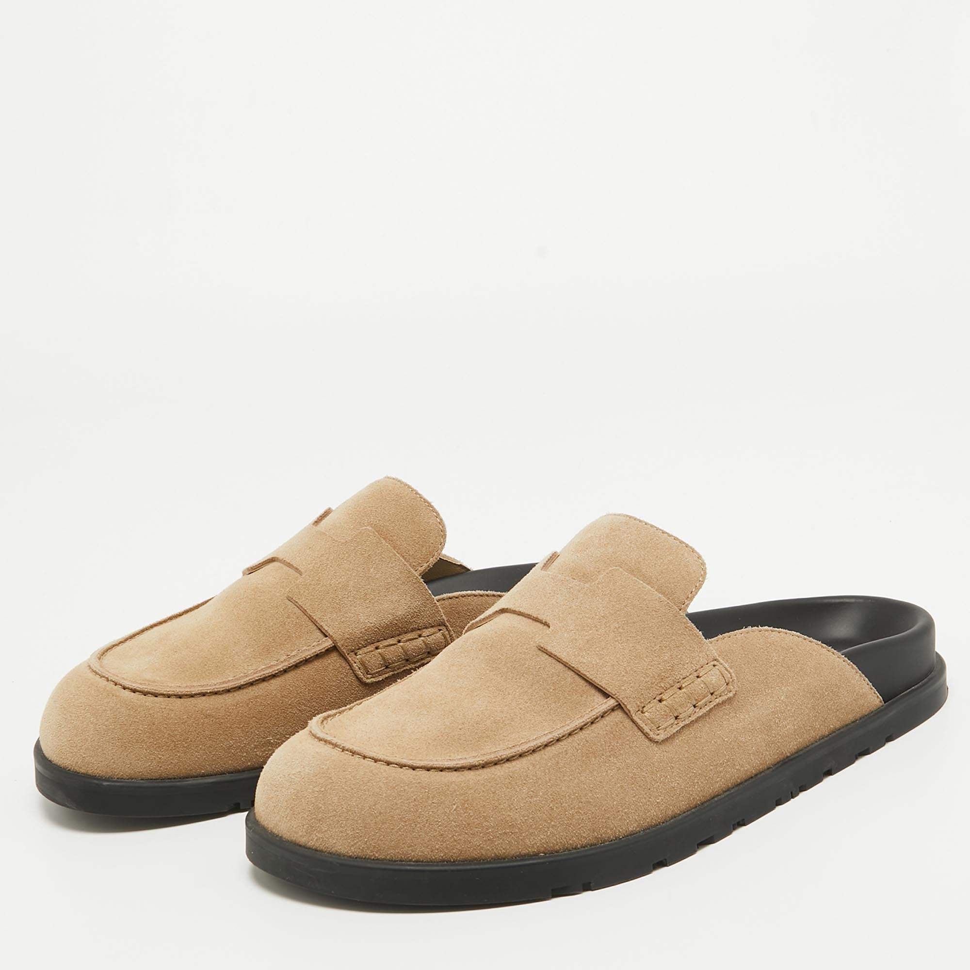 

Hermes Beige Suede Go Flat Mules Size