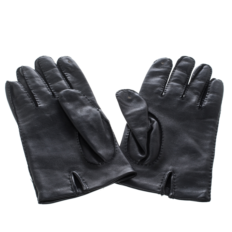 

Hermes Black Leather Gloves 8 1/2