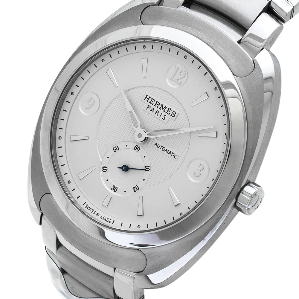 

Hermes Silver White Stainless Steel Dressage DR5.71B Men's Wristwatch