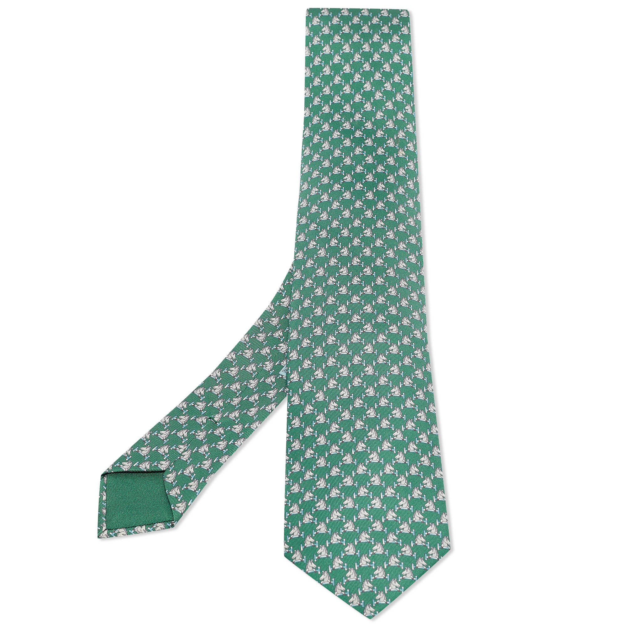 

Hermès Green Cheval Au Bar Print Silk Tie