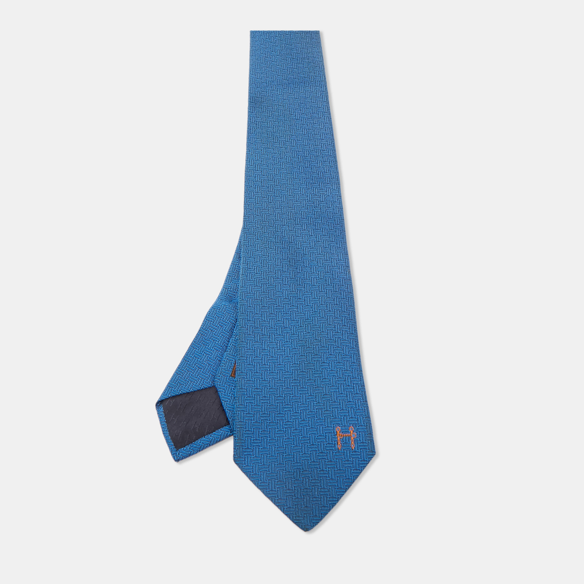 

Hermes Blue Silk Terre d'H Tie