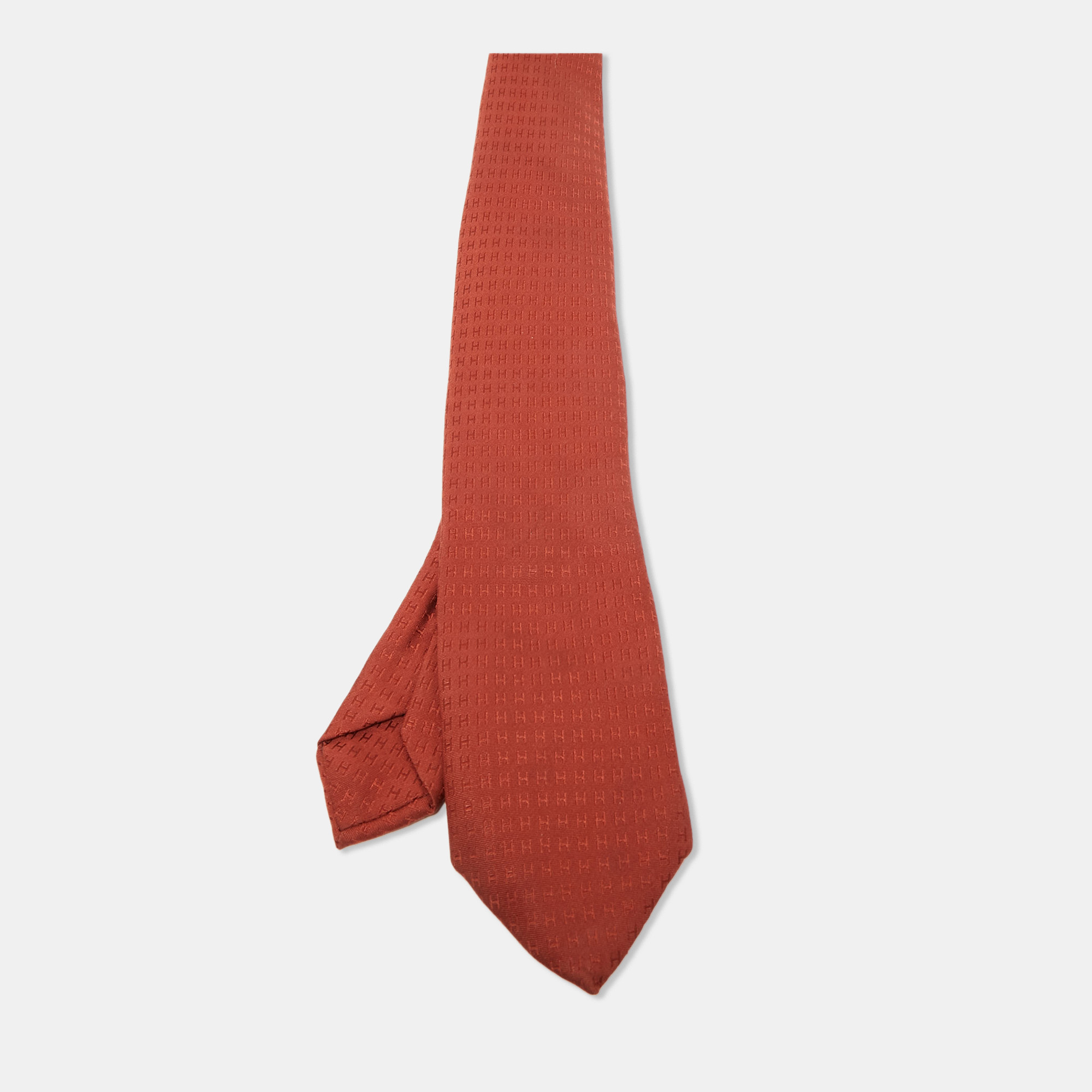 

Hermes Brown Silk Faconnee H Tie