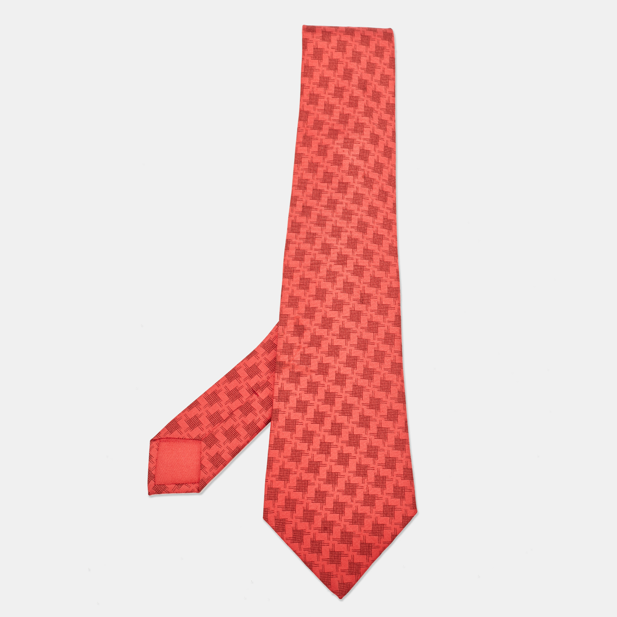 

Hermes Pink Print Silk Tie