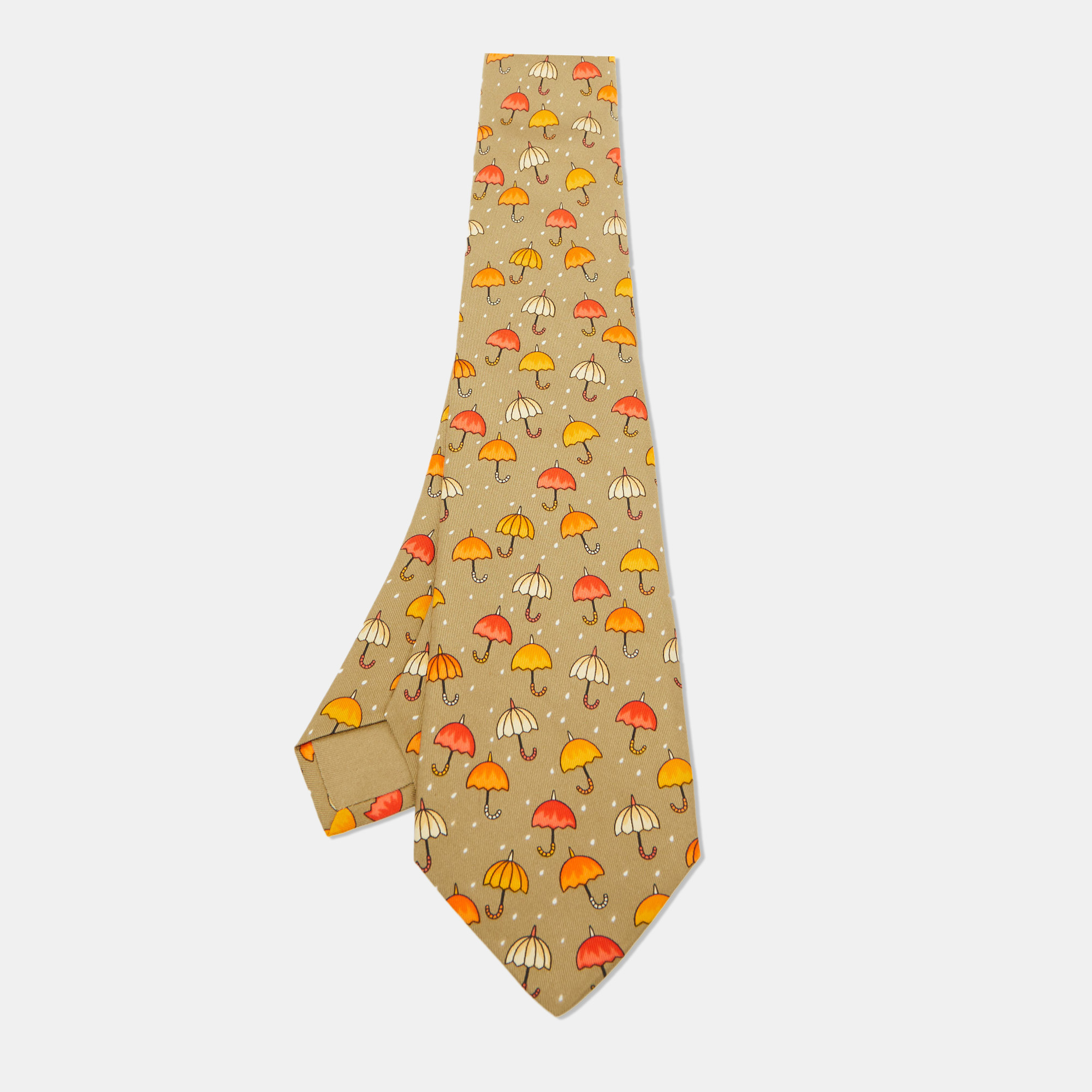 

Hermes Multicolor Umbrella Print Silk Classic Tie