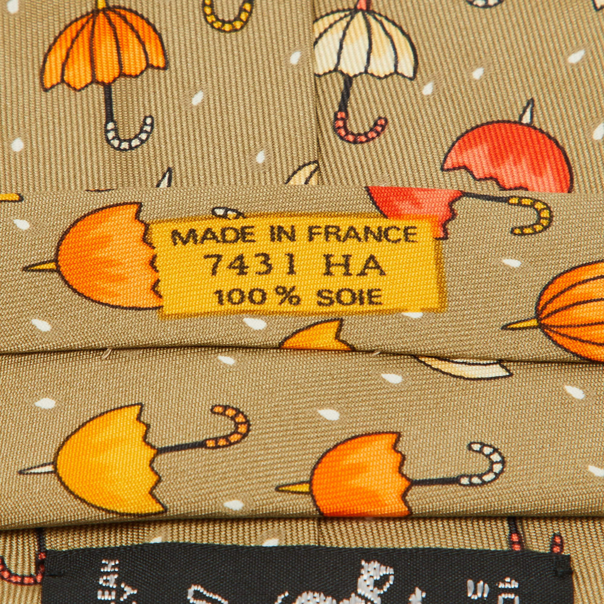 Hermes Multicolor Umbrella Print Silk Classic Tie 