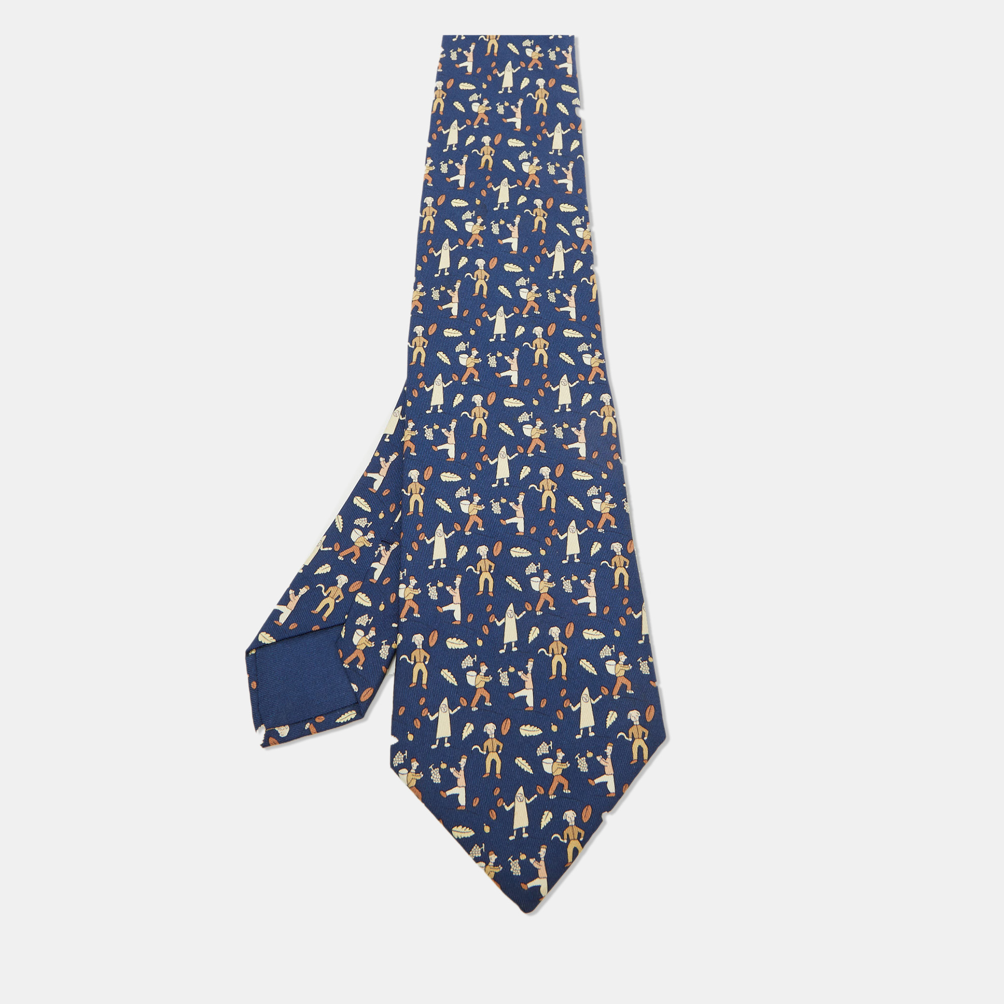 

Hermes Blue Les Vendanges Print Silk Classic Tie