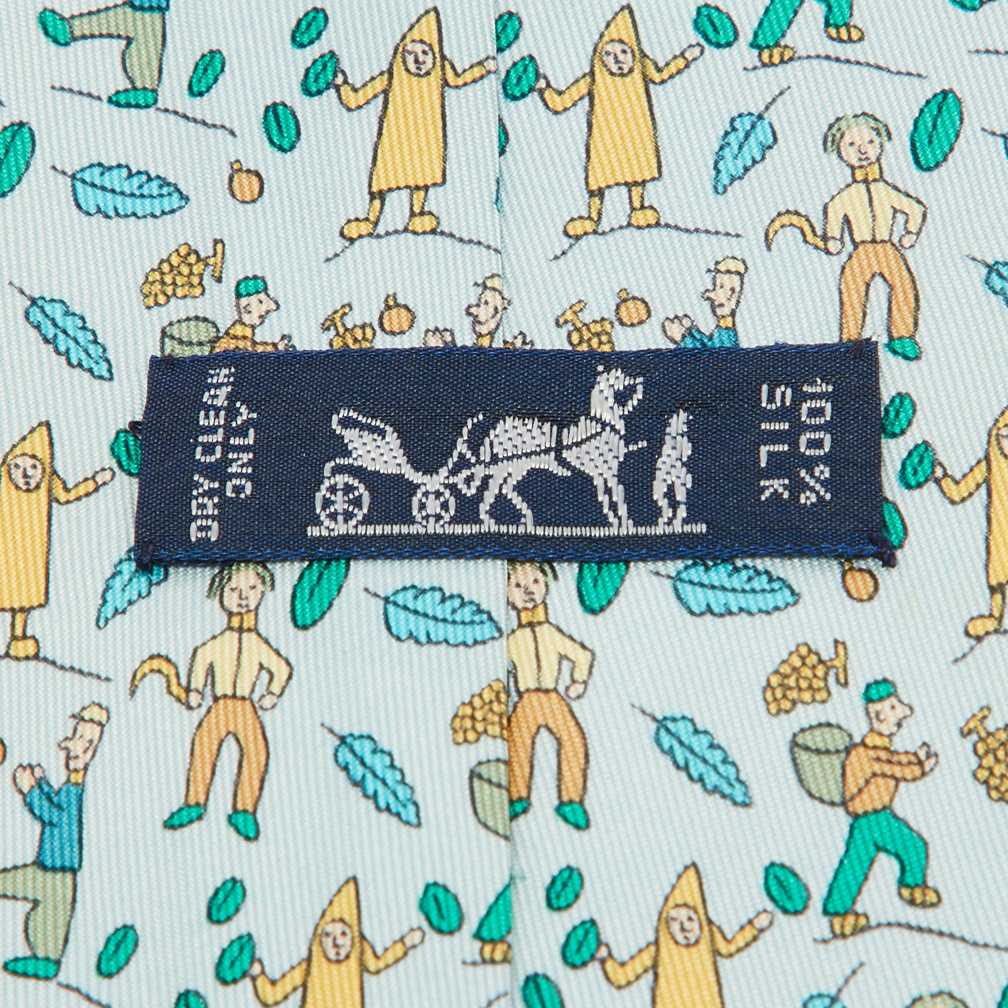 Hermes Multicolor Les Vendanges Print Silk Classic Tie 