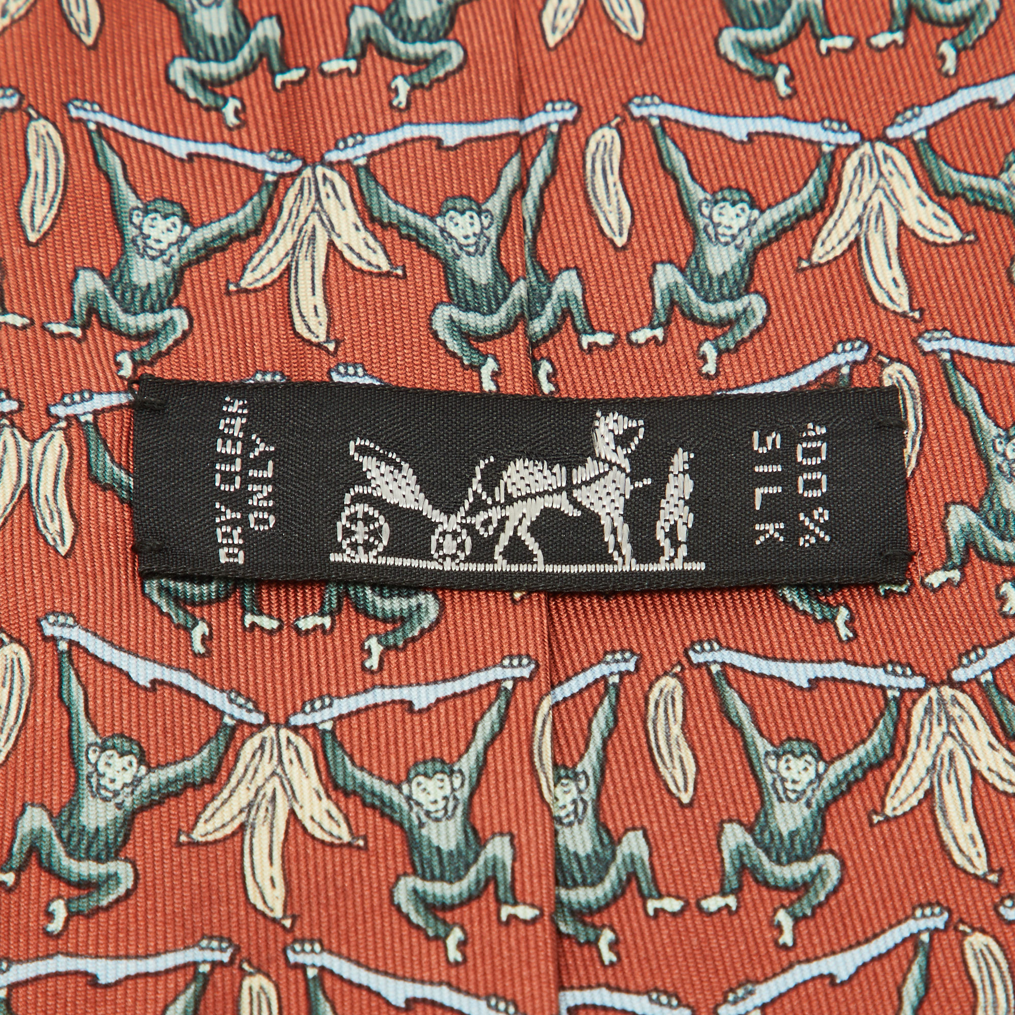 Hermes Multicolor Monkey Print Silk Classic Tie 