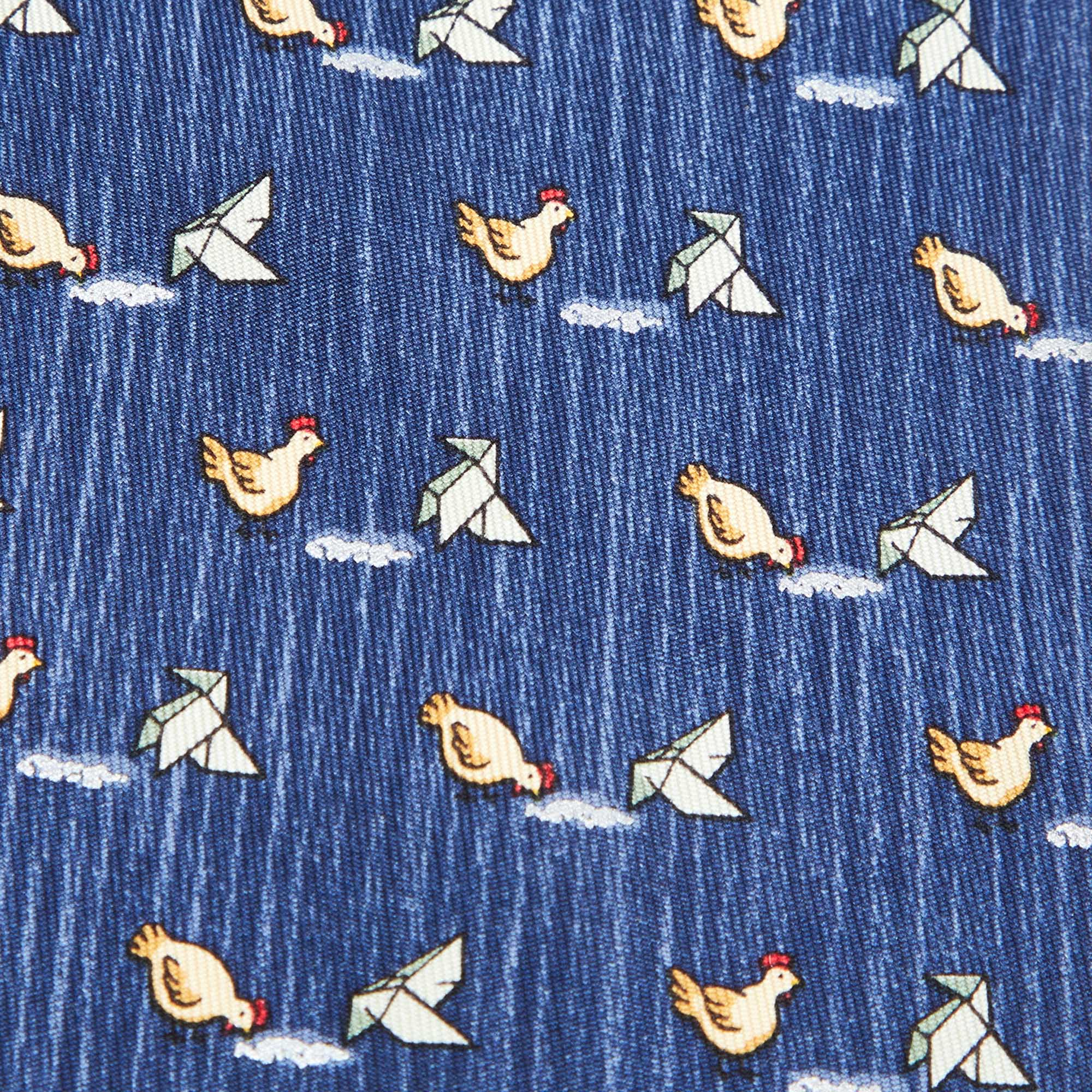 Hermès Multicolor Umbrella Print Silk Classic Tie 