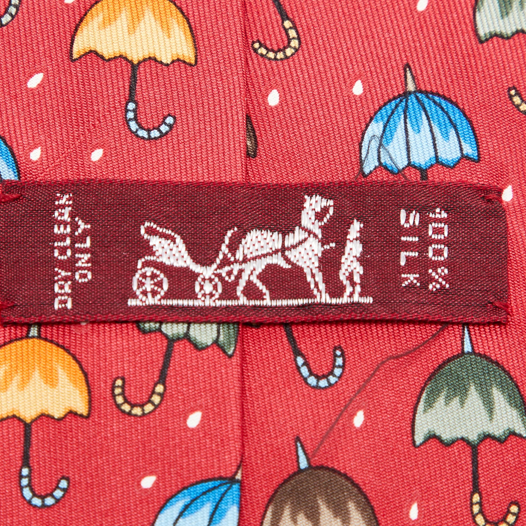 Hermès Multicolor Umbrella Print Silk Classic Tie 