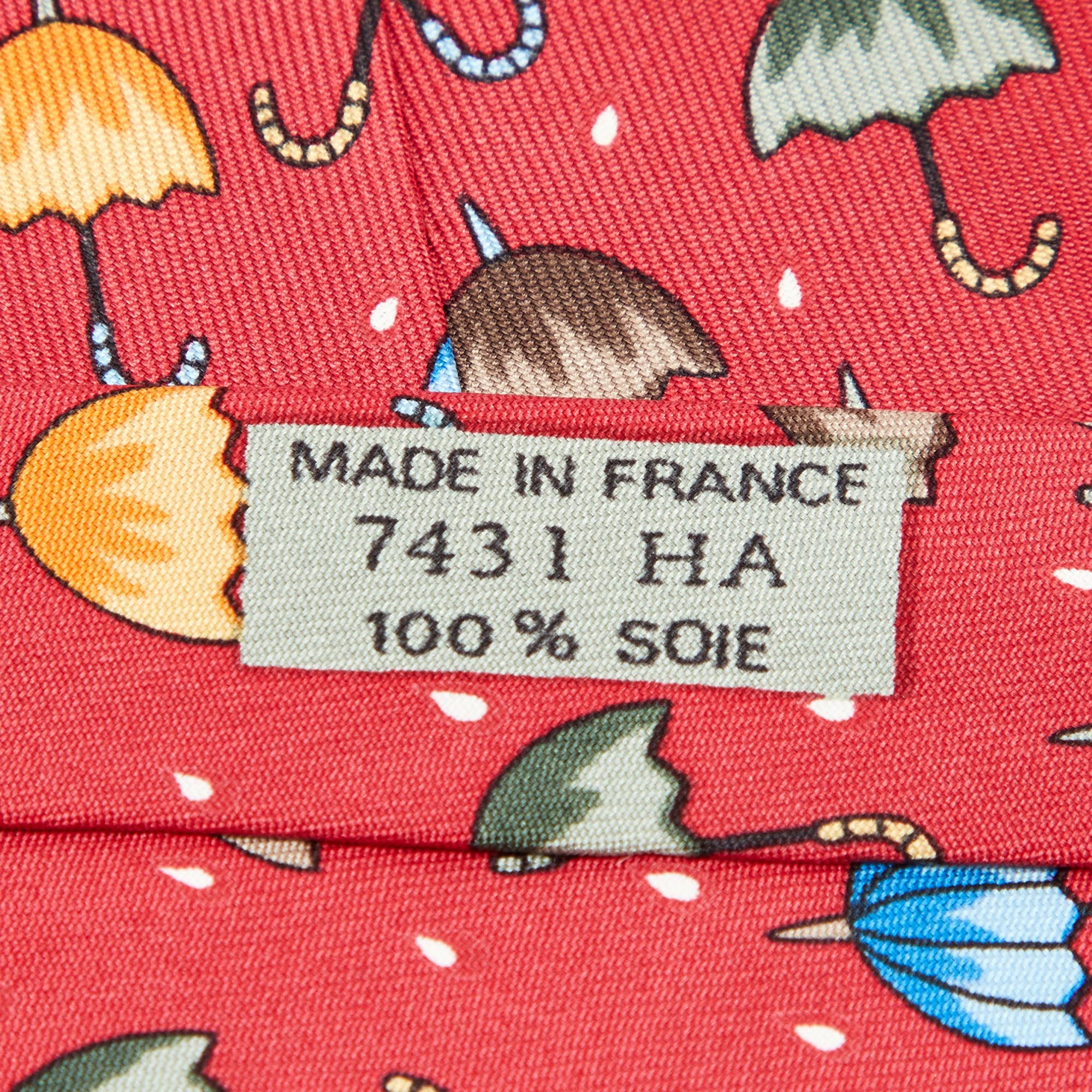 Hermès Multicolor Umbrella Print Silk Classic Tie 