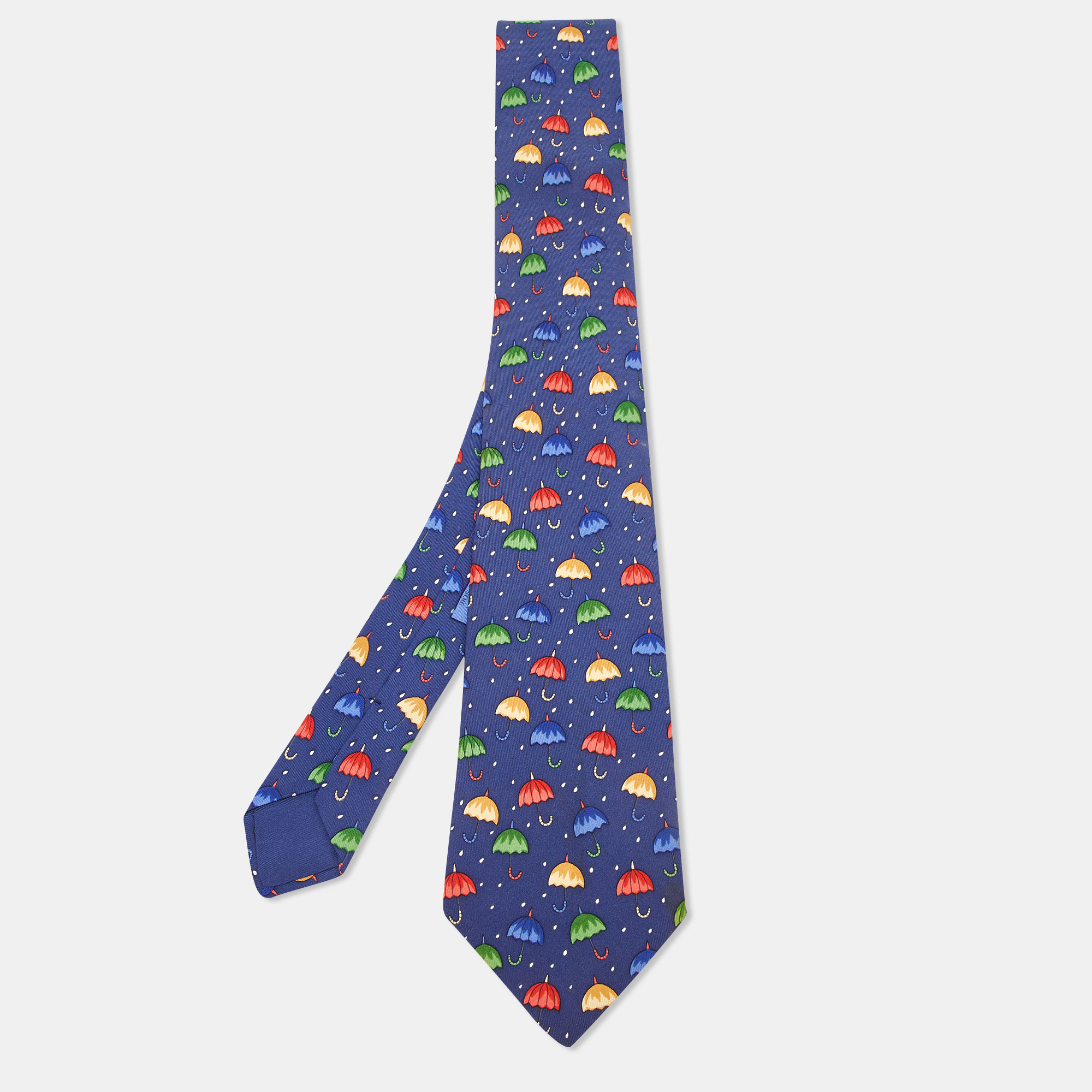 

Hermès Multicolor Umbrella Print Silk Classic Tie