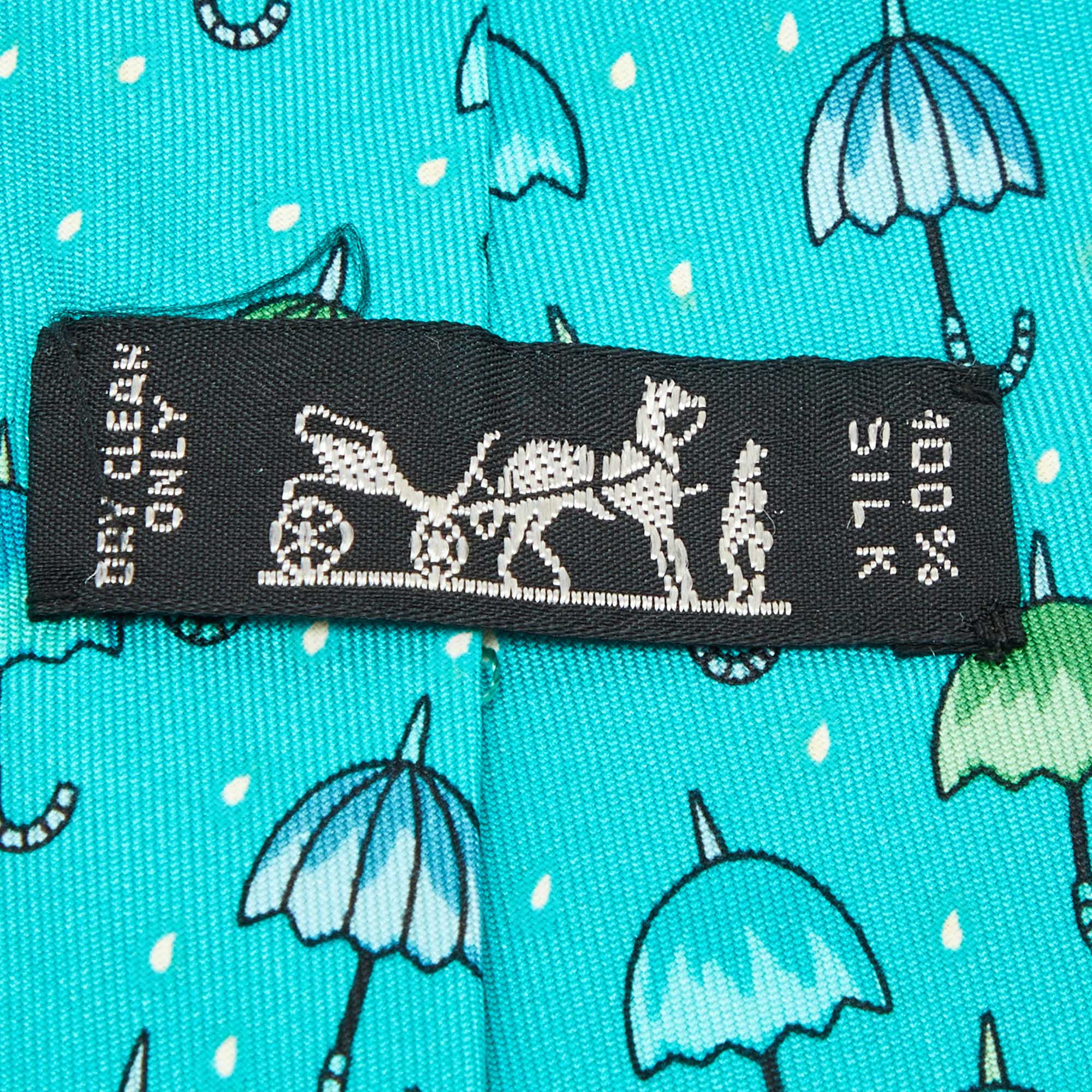 Hermès Multicolor Umbrella Print Silk Classic Tie 