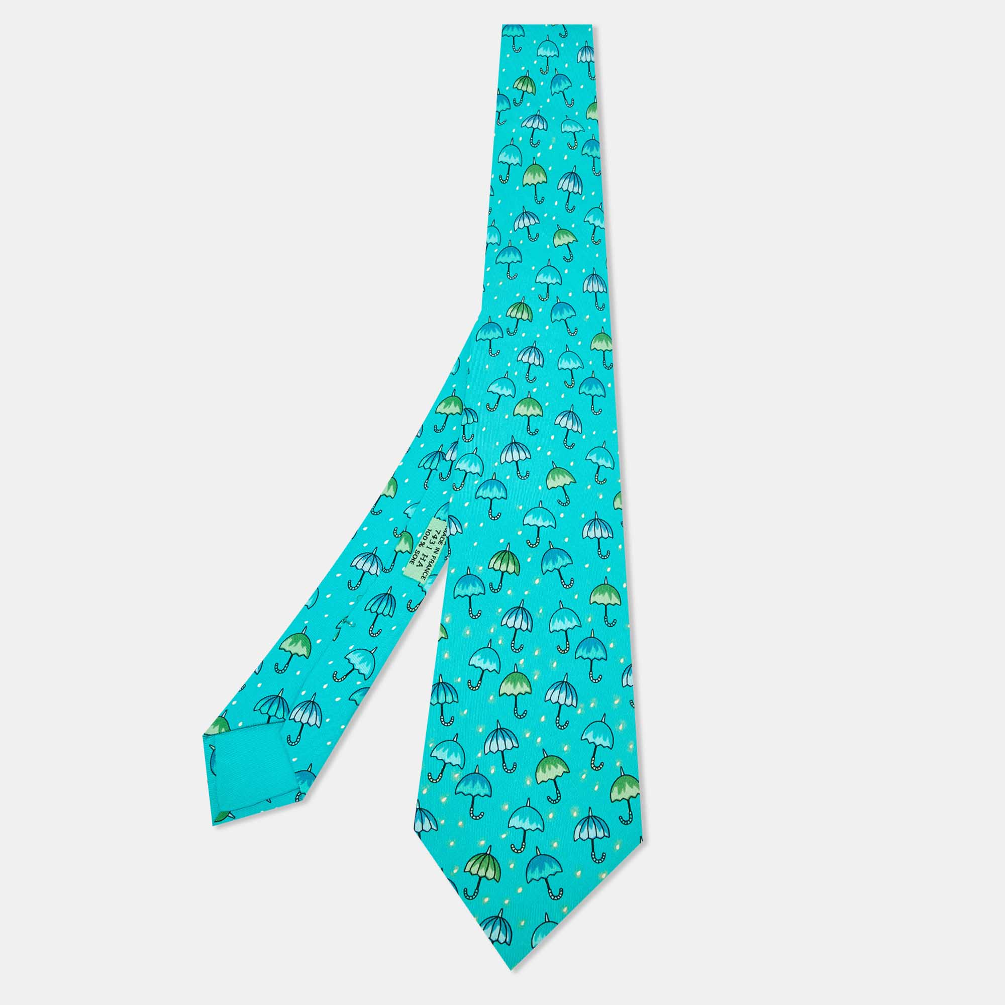 

Hermès Multicolor Umbrella Print Silk Classic Tie