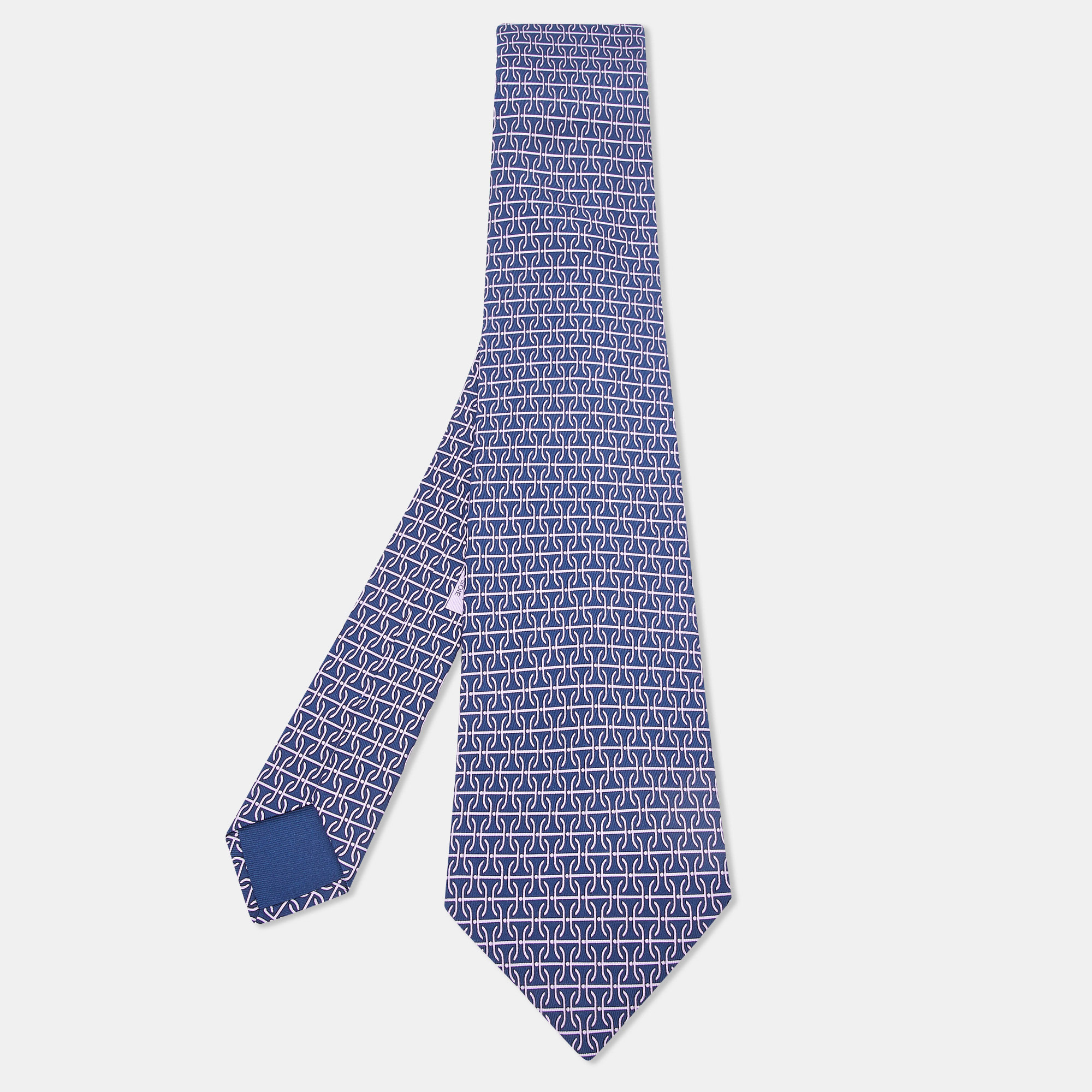 

Hermès Blue/Purple Patterned Silk Classic Tie