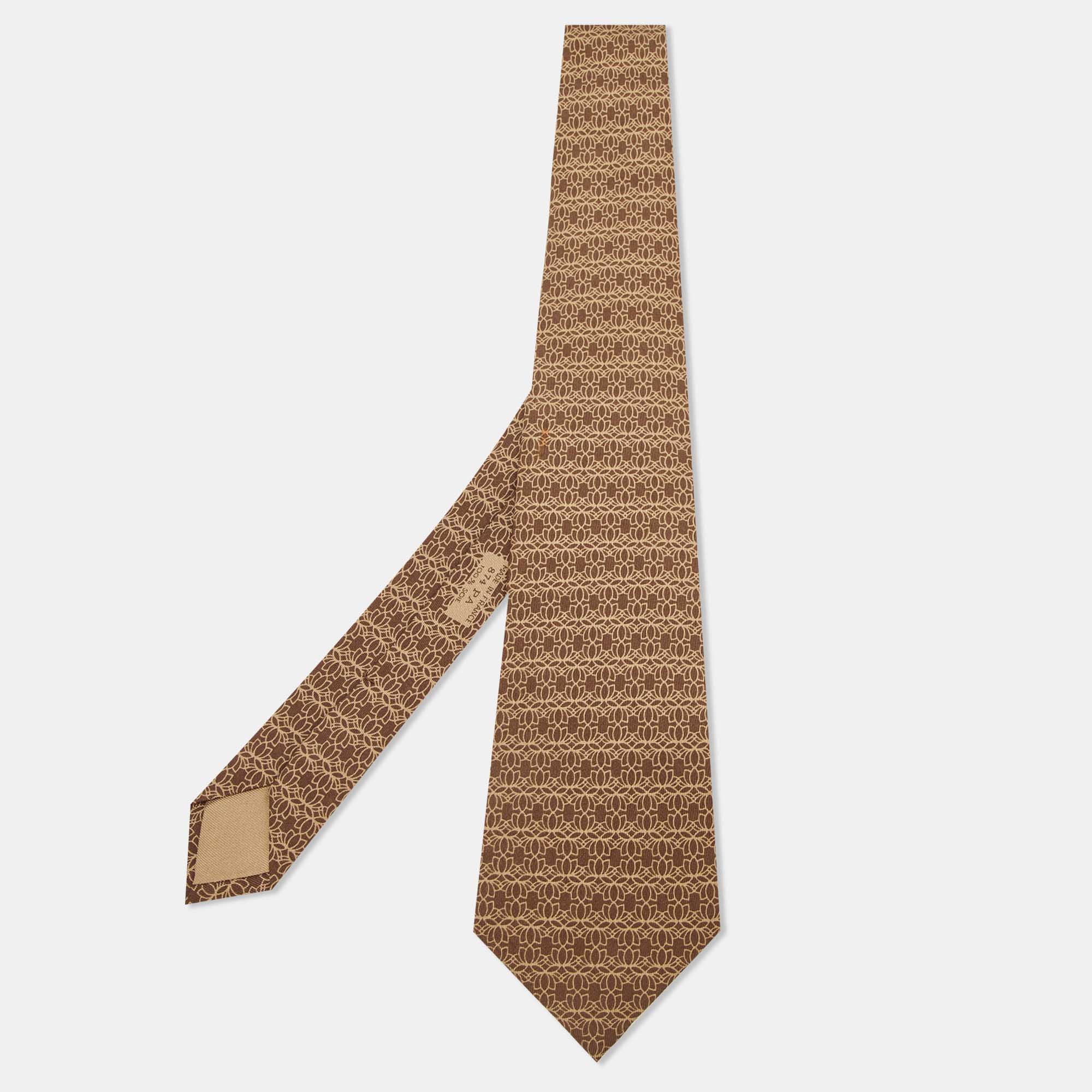 

Hermès Brown Patterned Silk Classic Tie