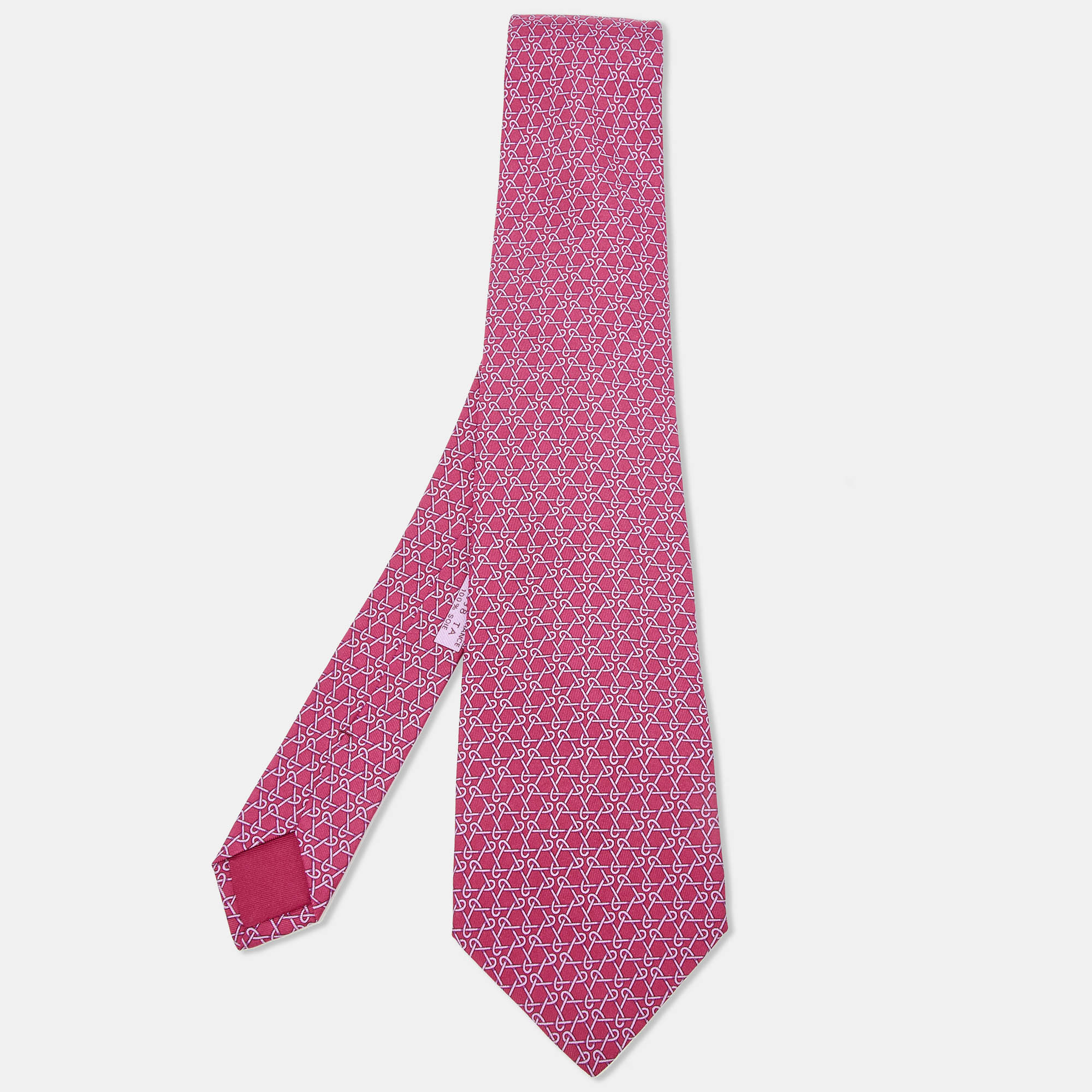 

Hermès Pink Patterned Silk Classic Tie