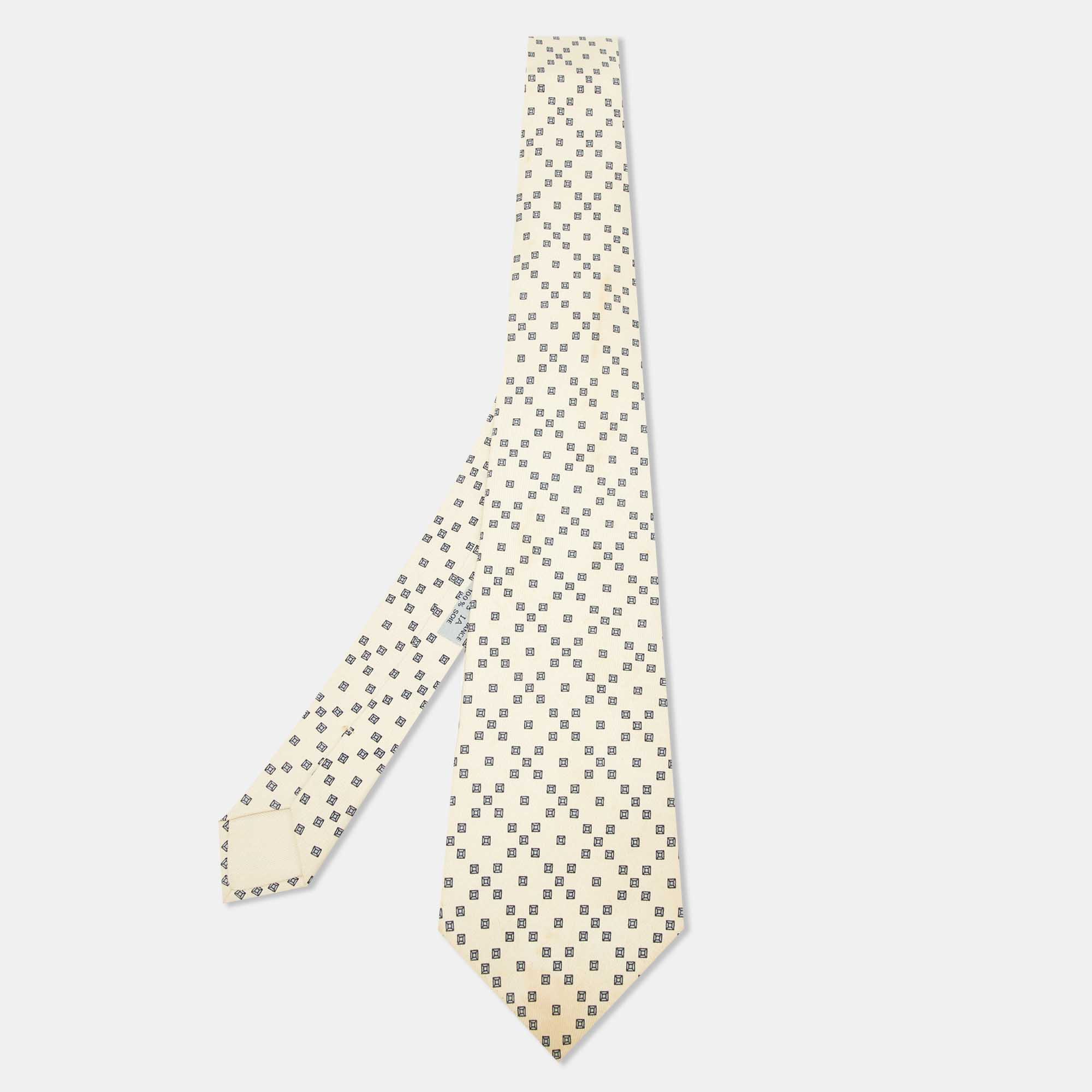 

Hermès Beige Patterned Silk Classic Tie