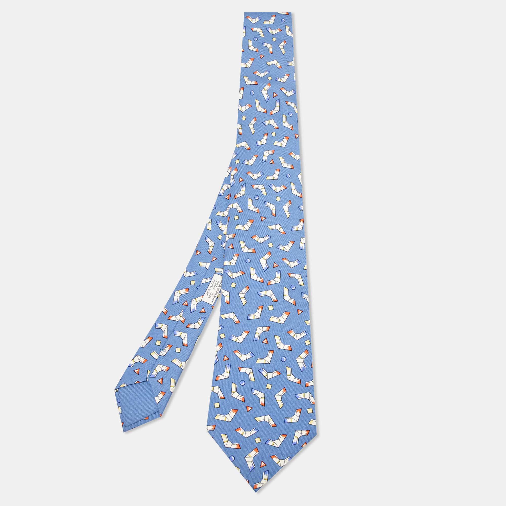 

Hermès Multicolor Boomerang Print Silk Classic Tie