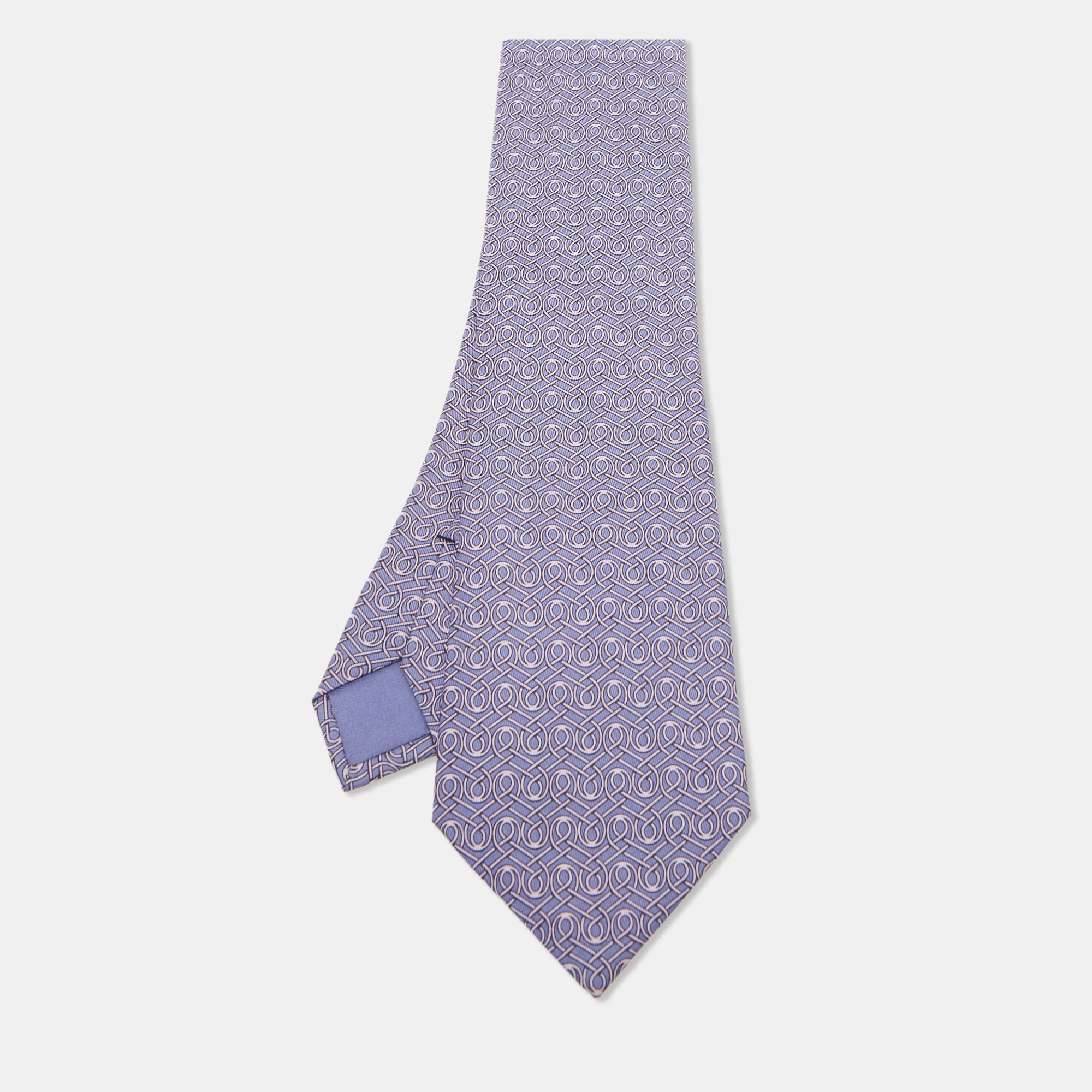 

Hermès Purple Printed Silk Classic Tie