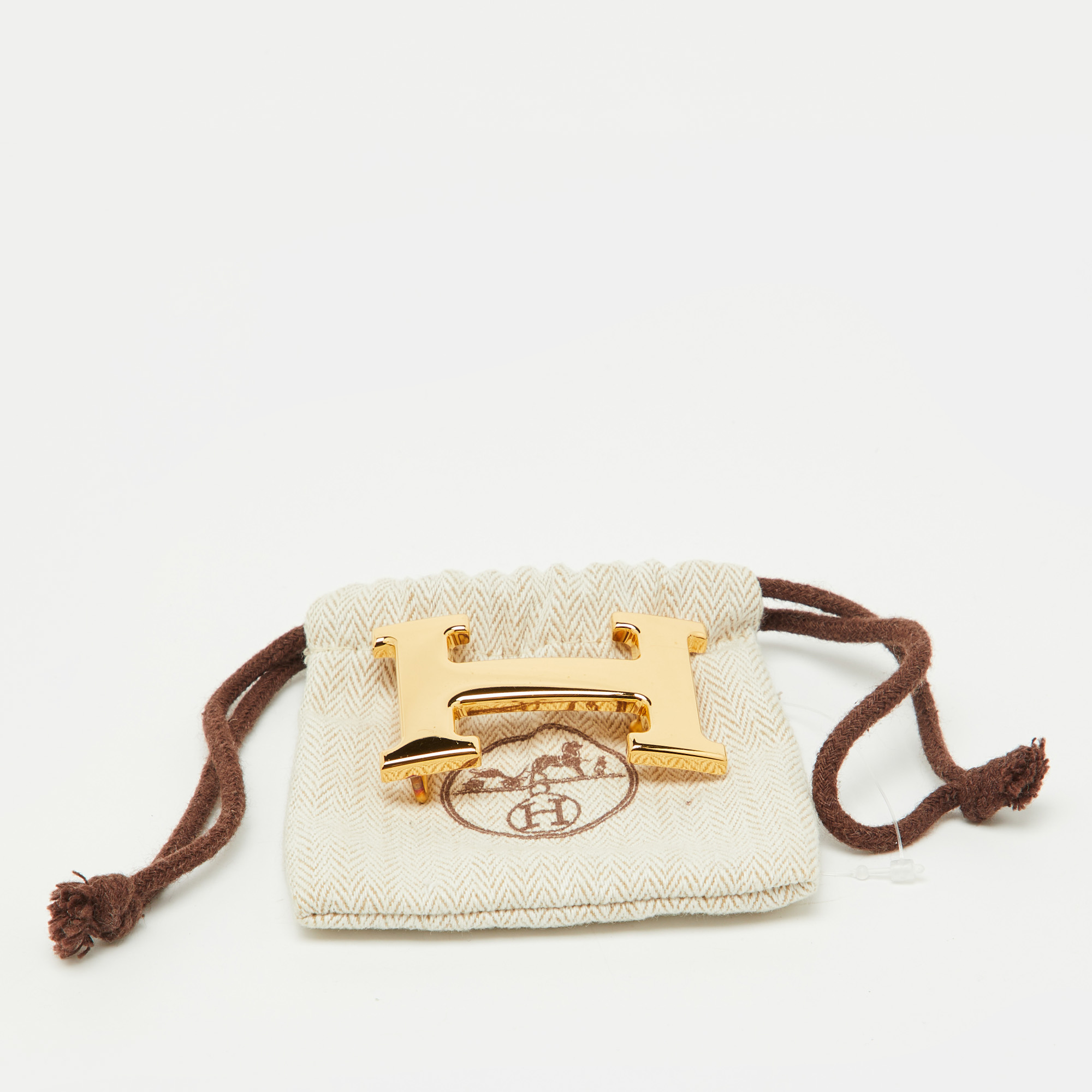 Hermes Gold Finish Metal H Belt Buckle 