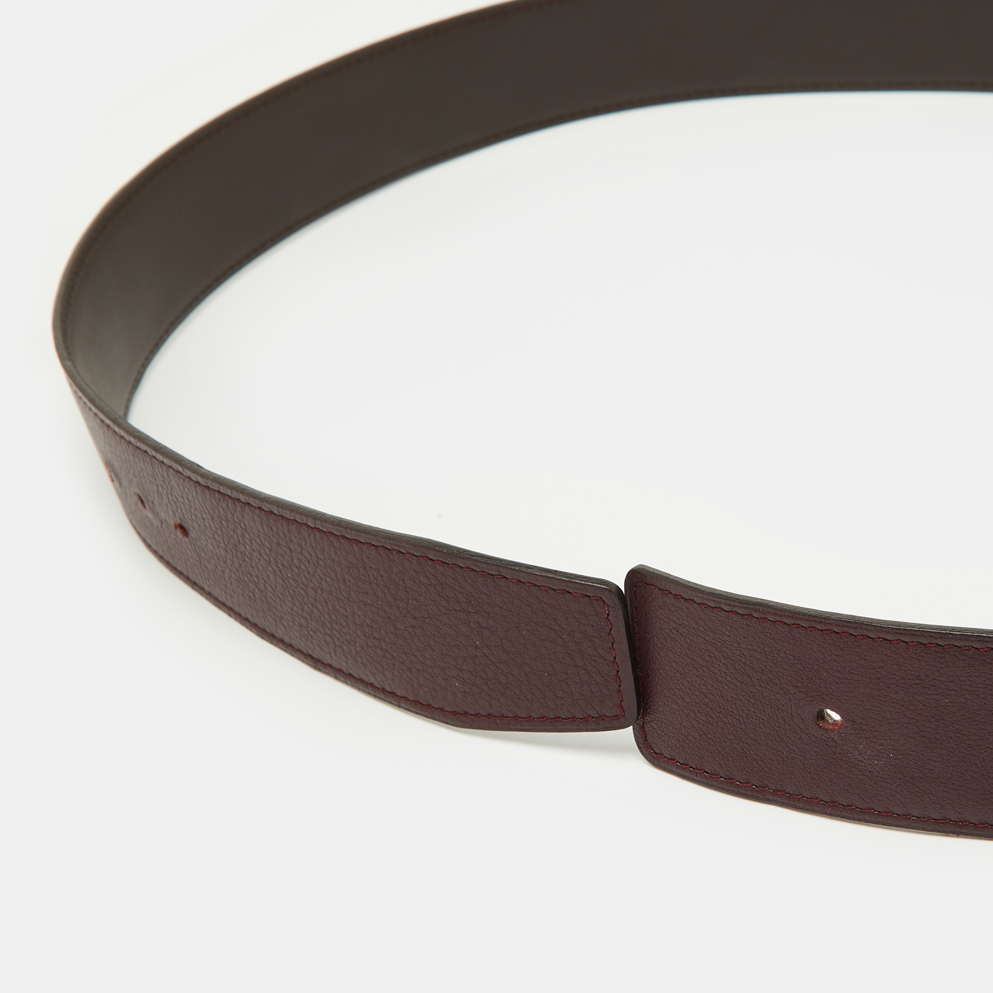 Hermes Prune/Chocolat Evercolor and Swift Leather Reversible Belt Strap 95 CM 
