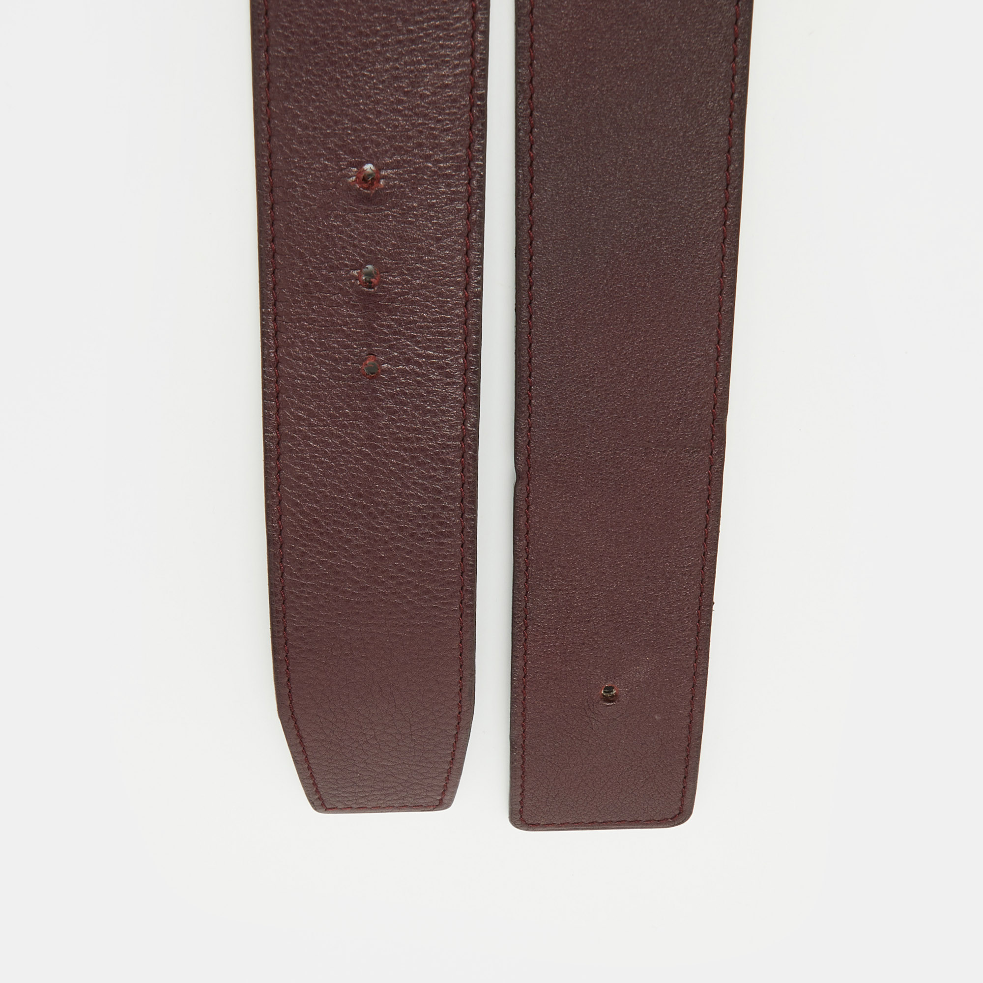 Hermes Prune/Chocolat Evercolor and Swift Leather Reversible Belt Strap 95 CM 