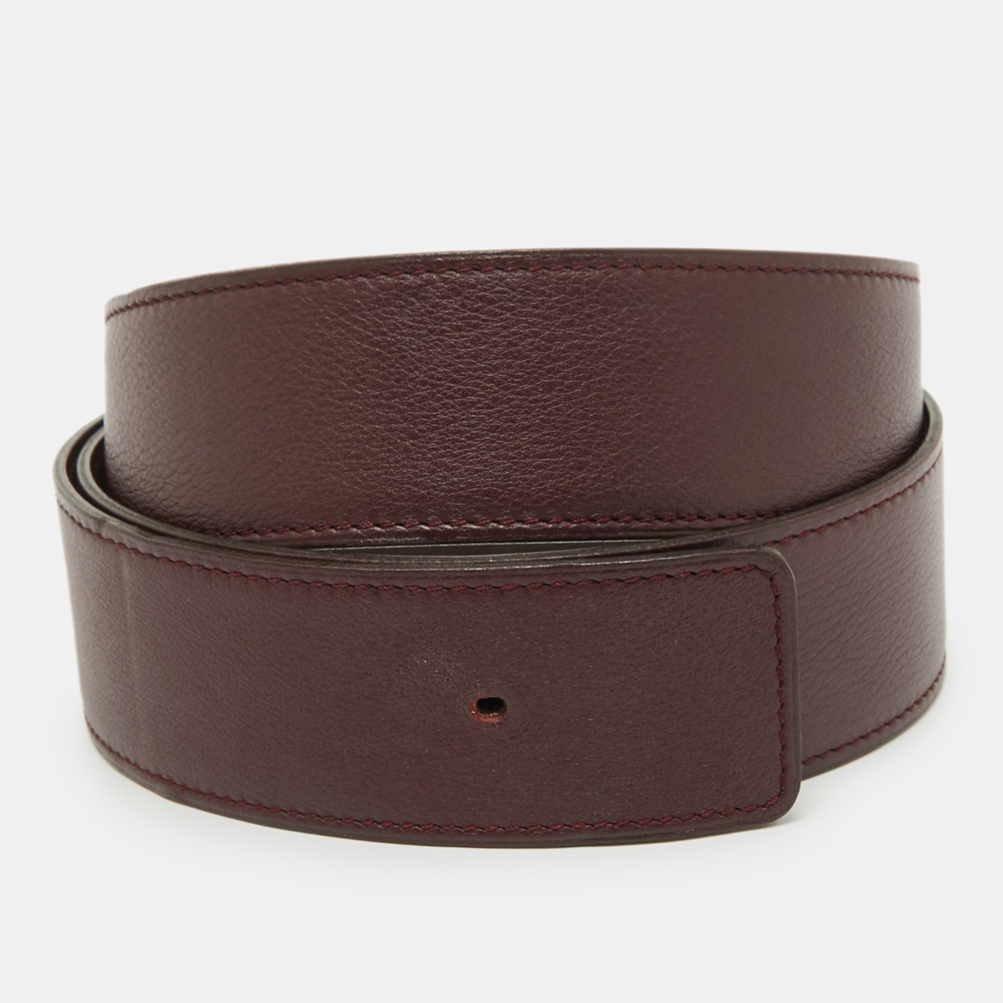 

Hermes Prune/Chocolat Evercolor and Swift Leather Reversible Belt Strap, Purple