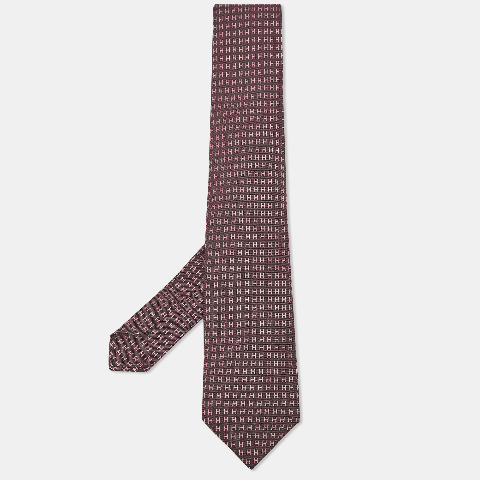 

Hermès Purple Silk Faconnee H Bicolore Tie