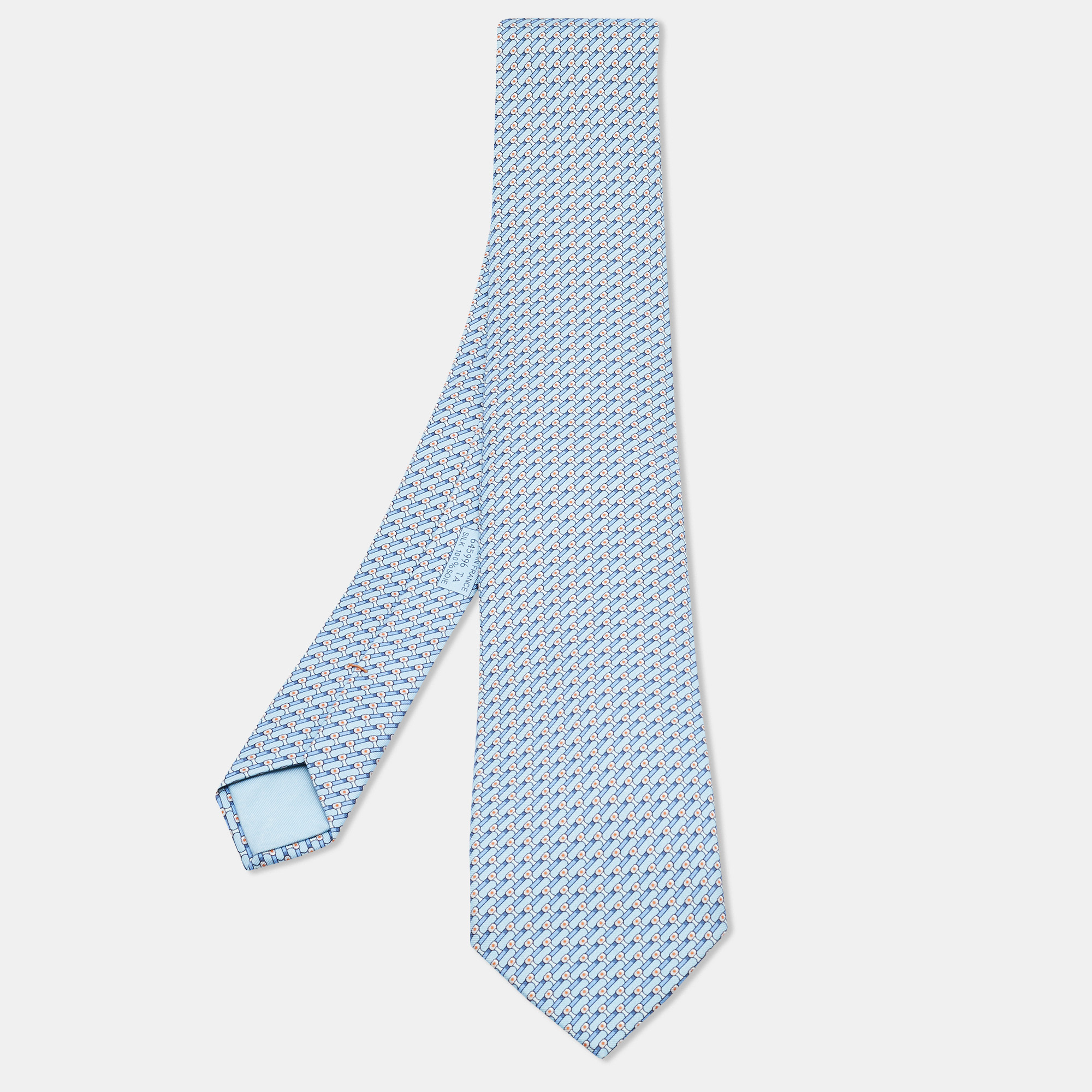 

Hermes Blue Printed Silk Tie