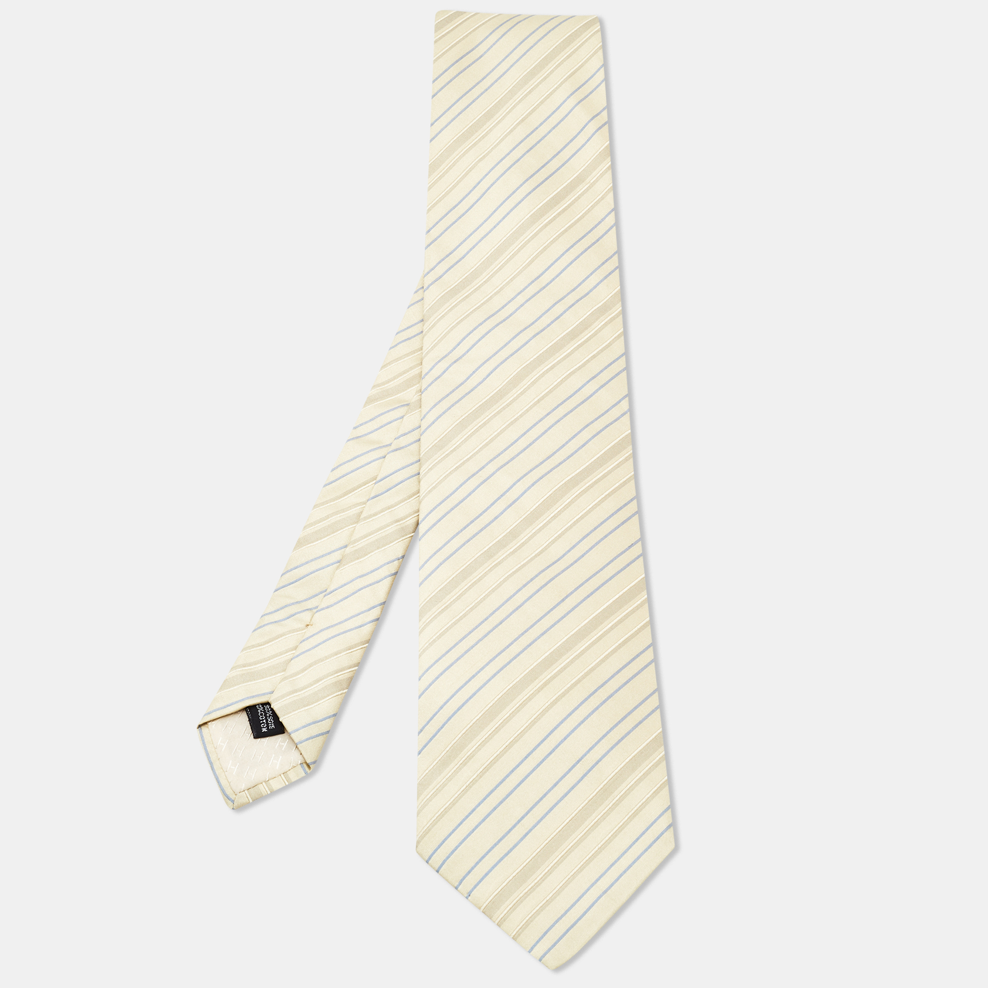 

Hermes Cream Striped Cotton Blend Tie