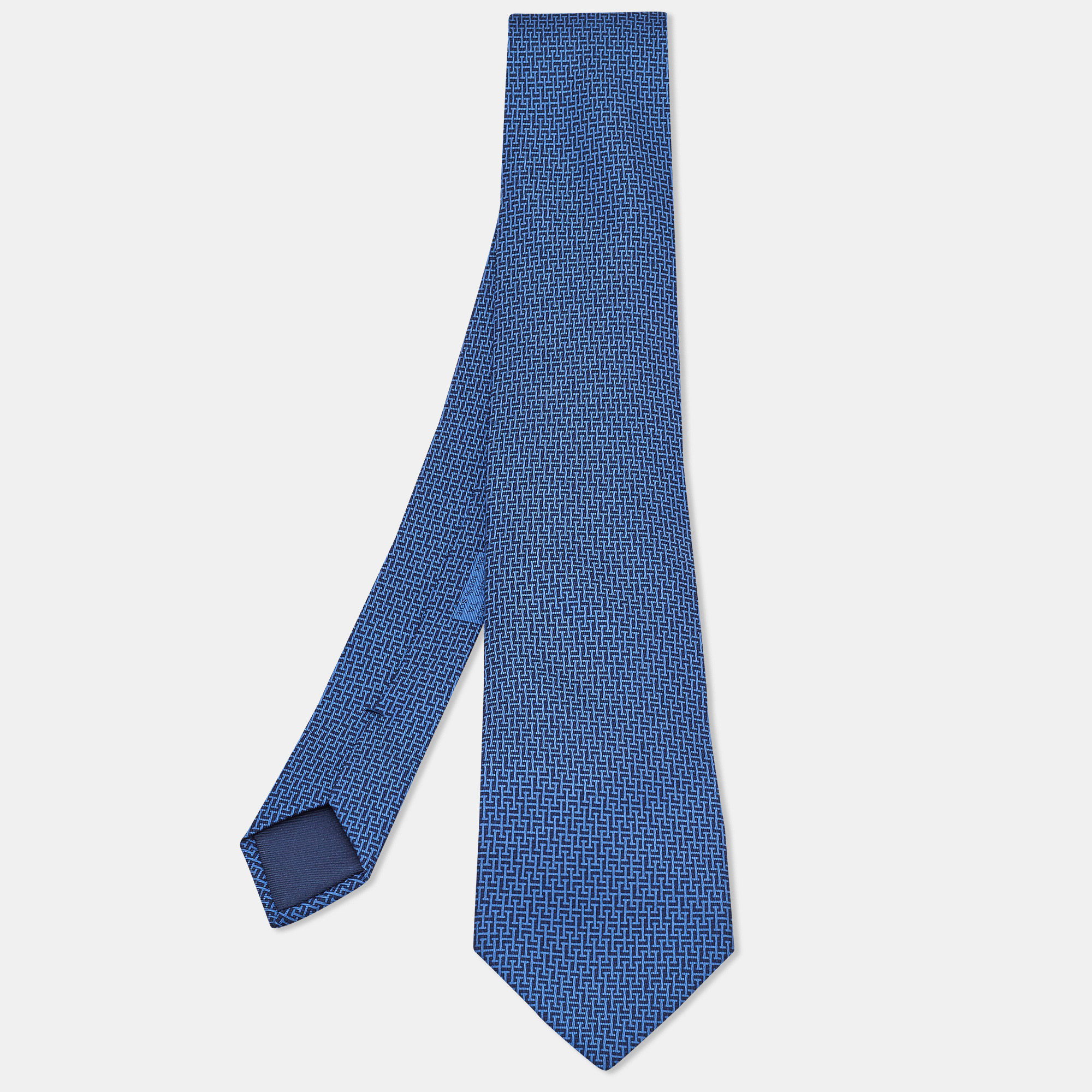 

Hermes Blue Printed Silk Tie