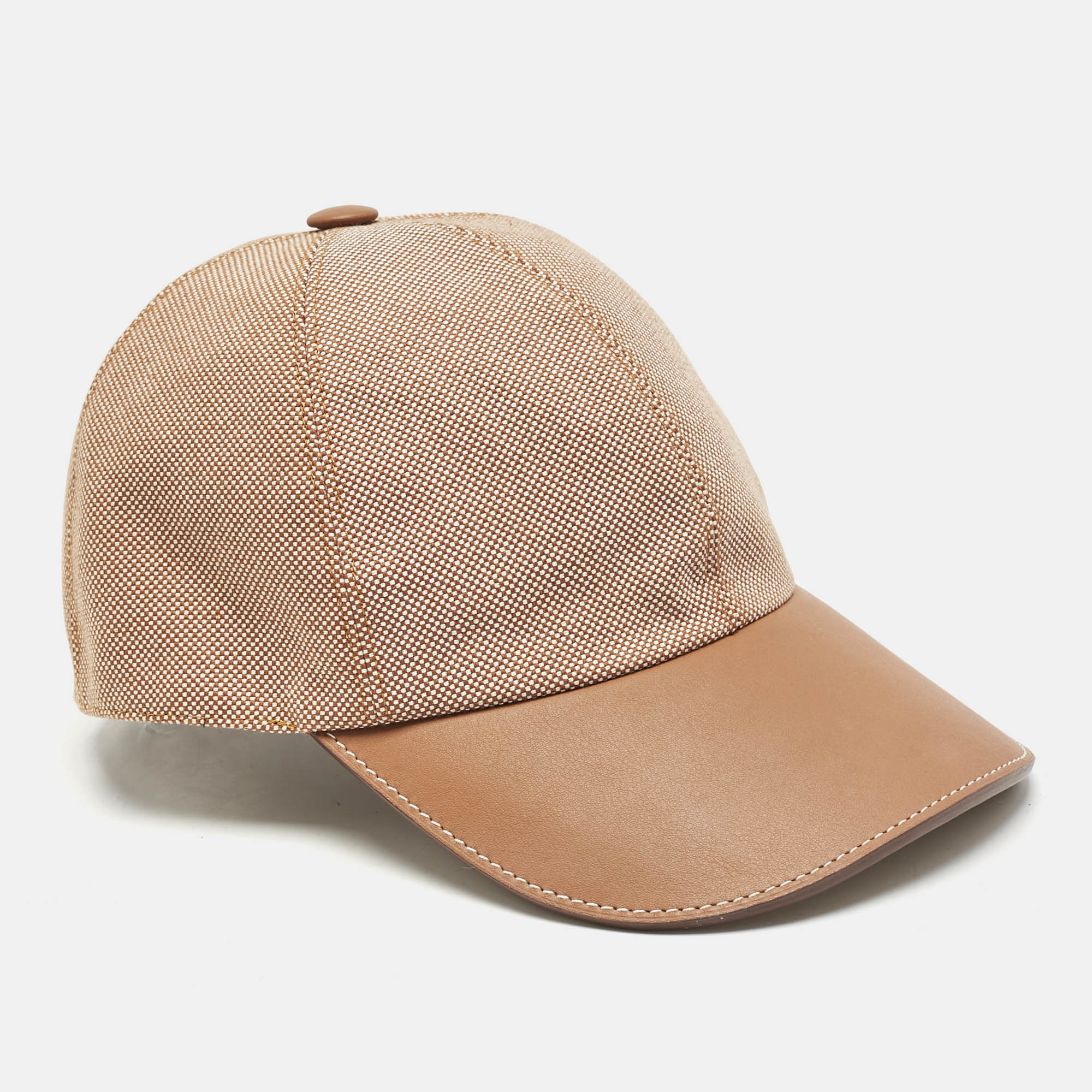 

Hermès Brown Stretch Canvas Tess Kelly Plein Air Cap Size