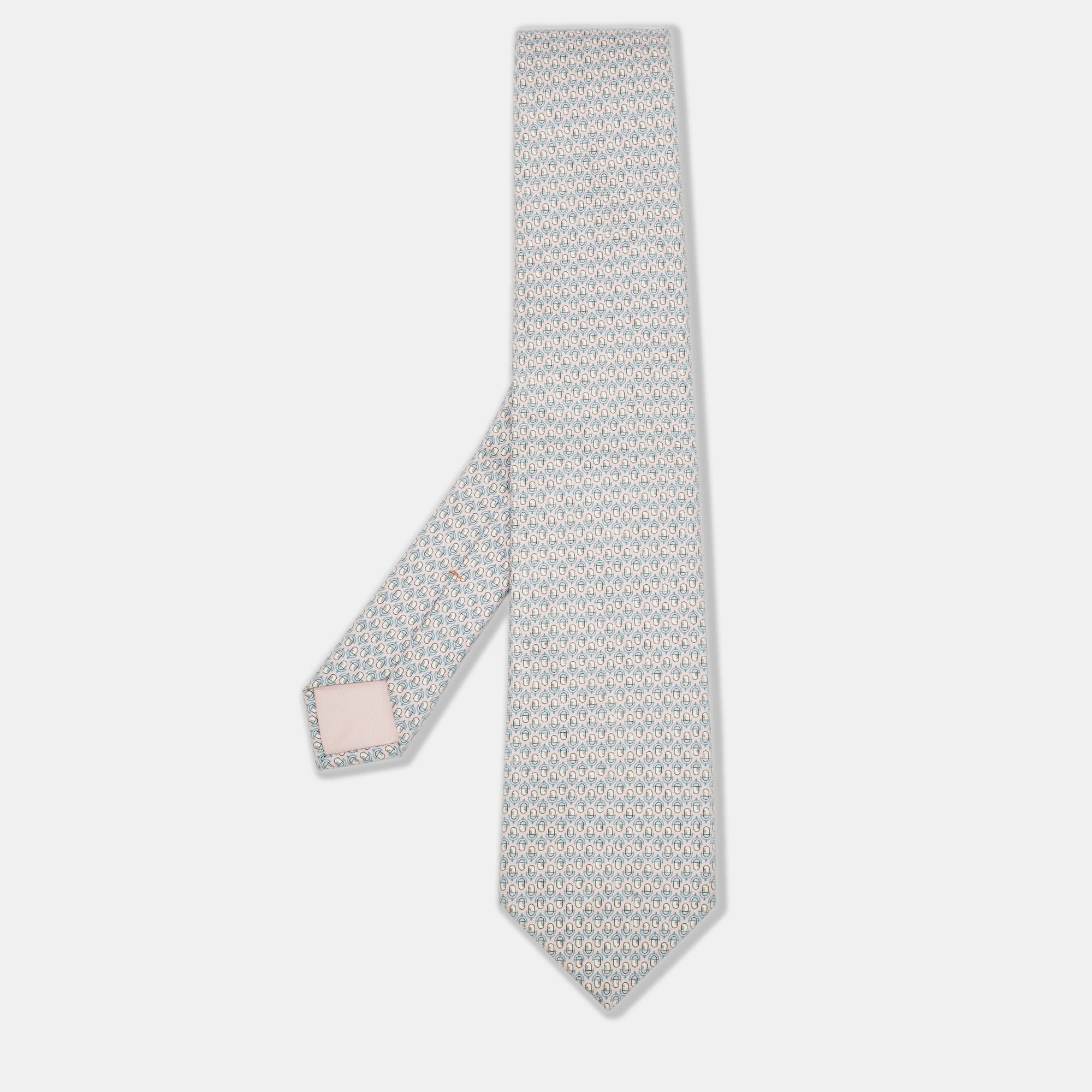 

Hermès Pink Microphone Printed Silk Satin Tie