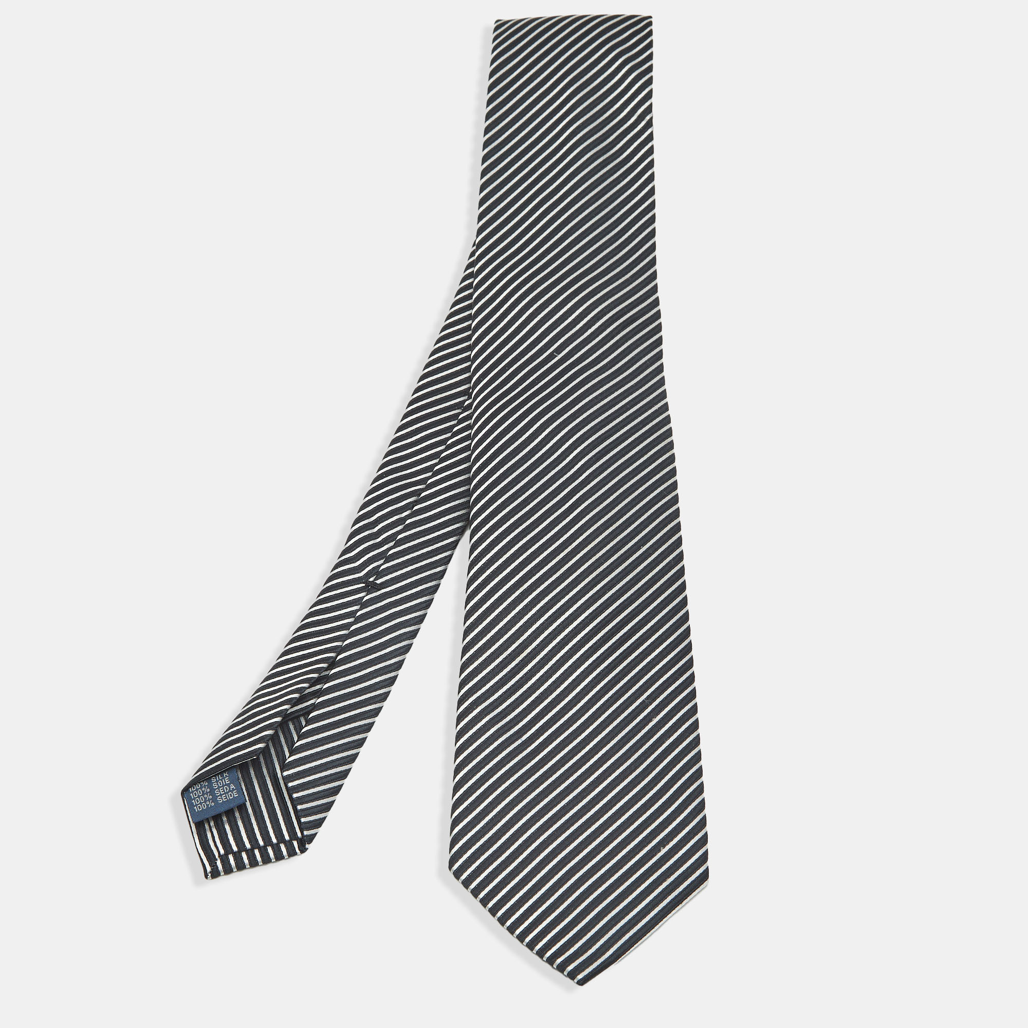 

Hermès Monochrome Striped Classic Tie, Black