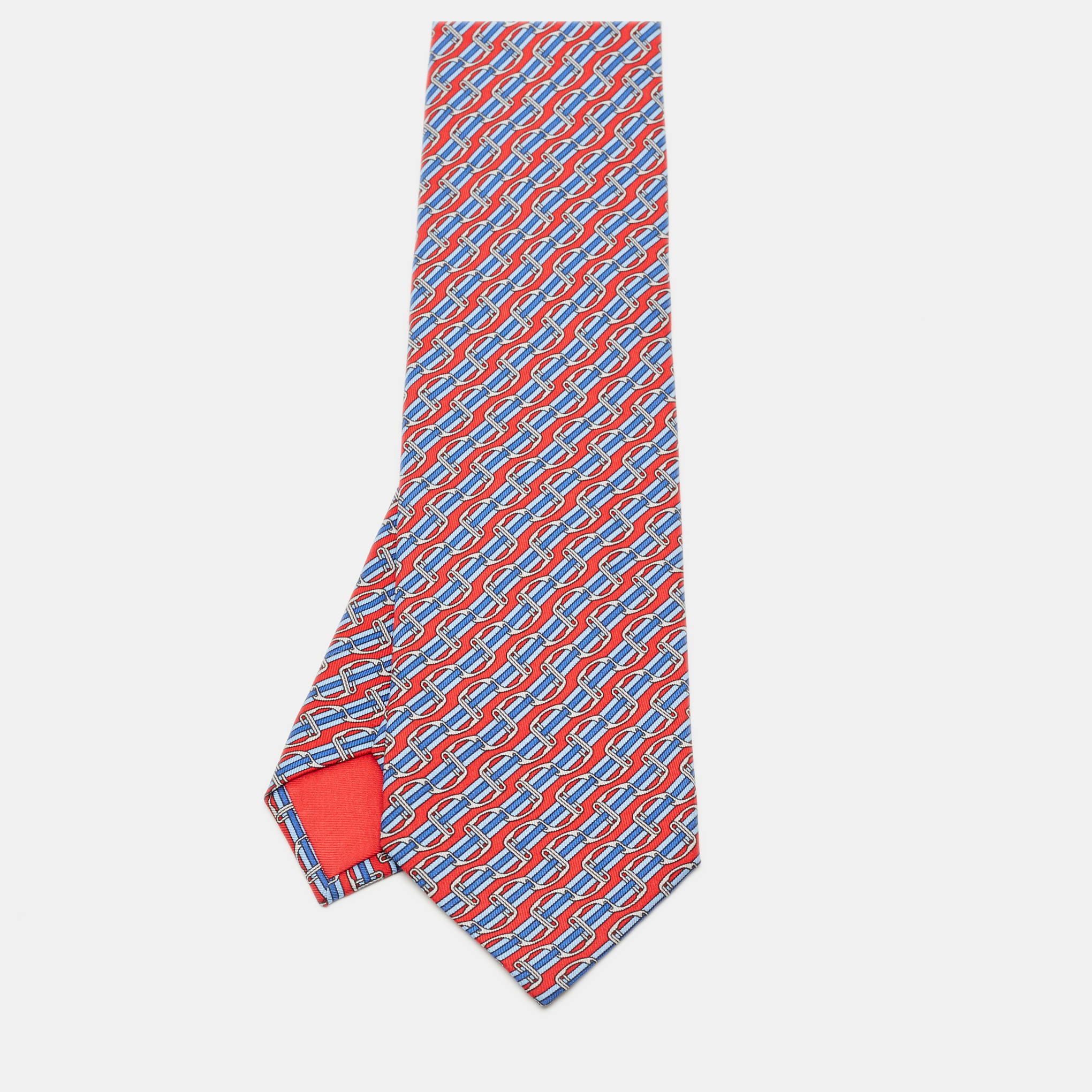Pre-owned Hermes Hermès Red/blue Striped Silk Tie